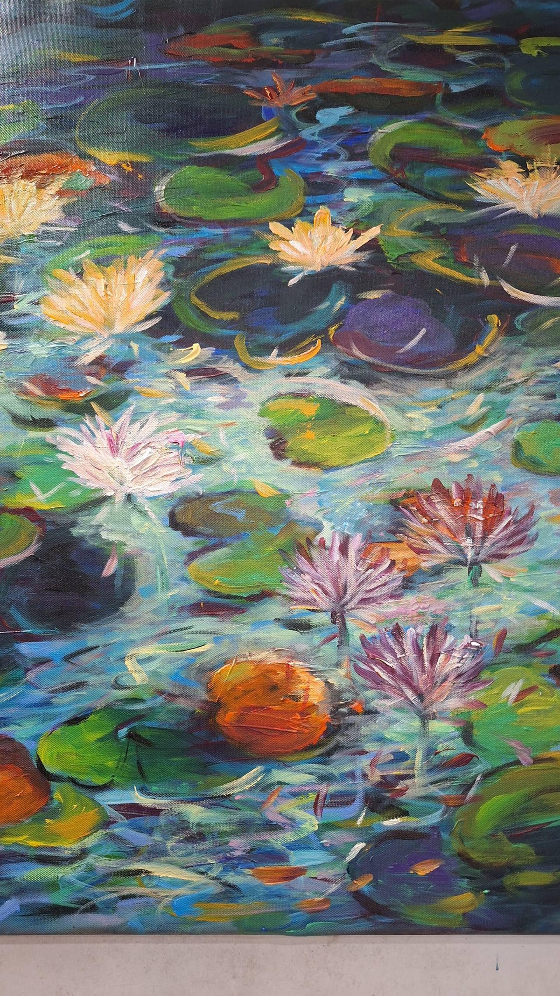 nuit d'automne au clair de lune, peinture, acrylique sur toile en vente 2