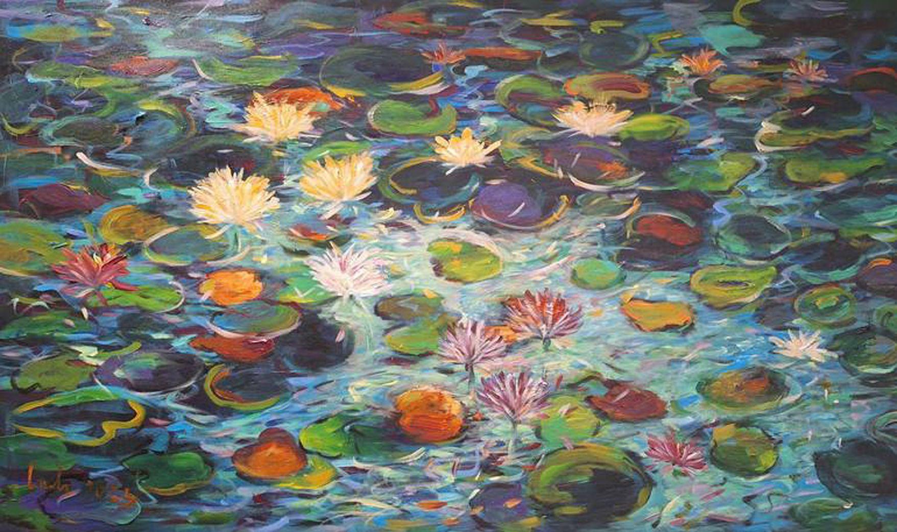 nuit d'automne au clair de lune, peinture, acrylique sur toile