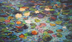 nuit d'automne au clair de lune, peinture, acrylique sur toile
