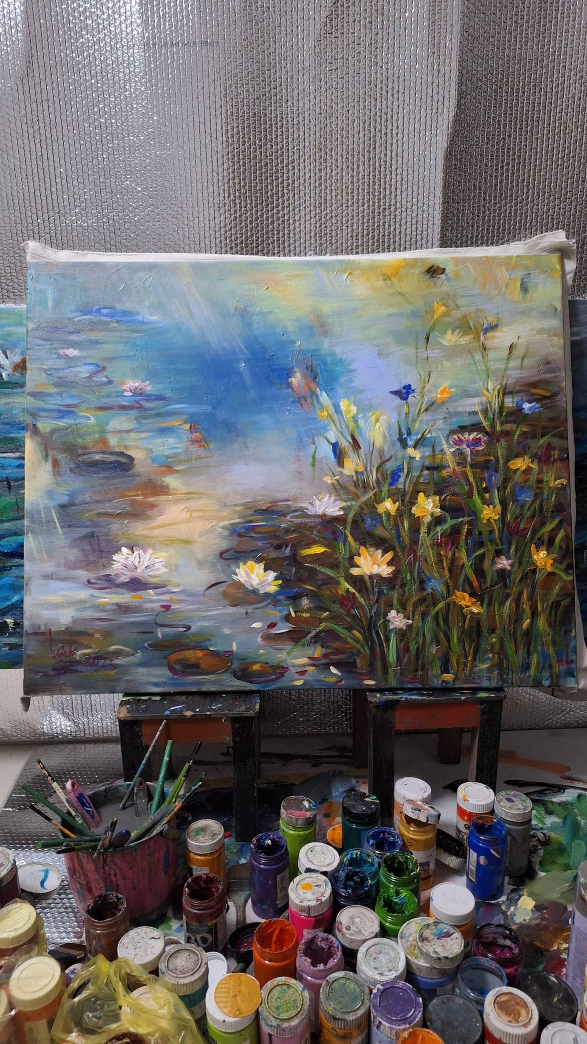 Autumn Sunshine Painting 80_100cm, Painting, Acrylic on Canvas For Sale 1