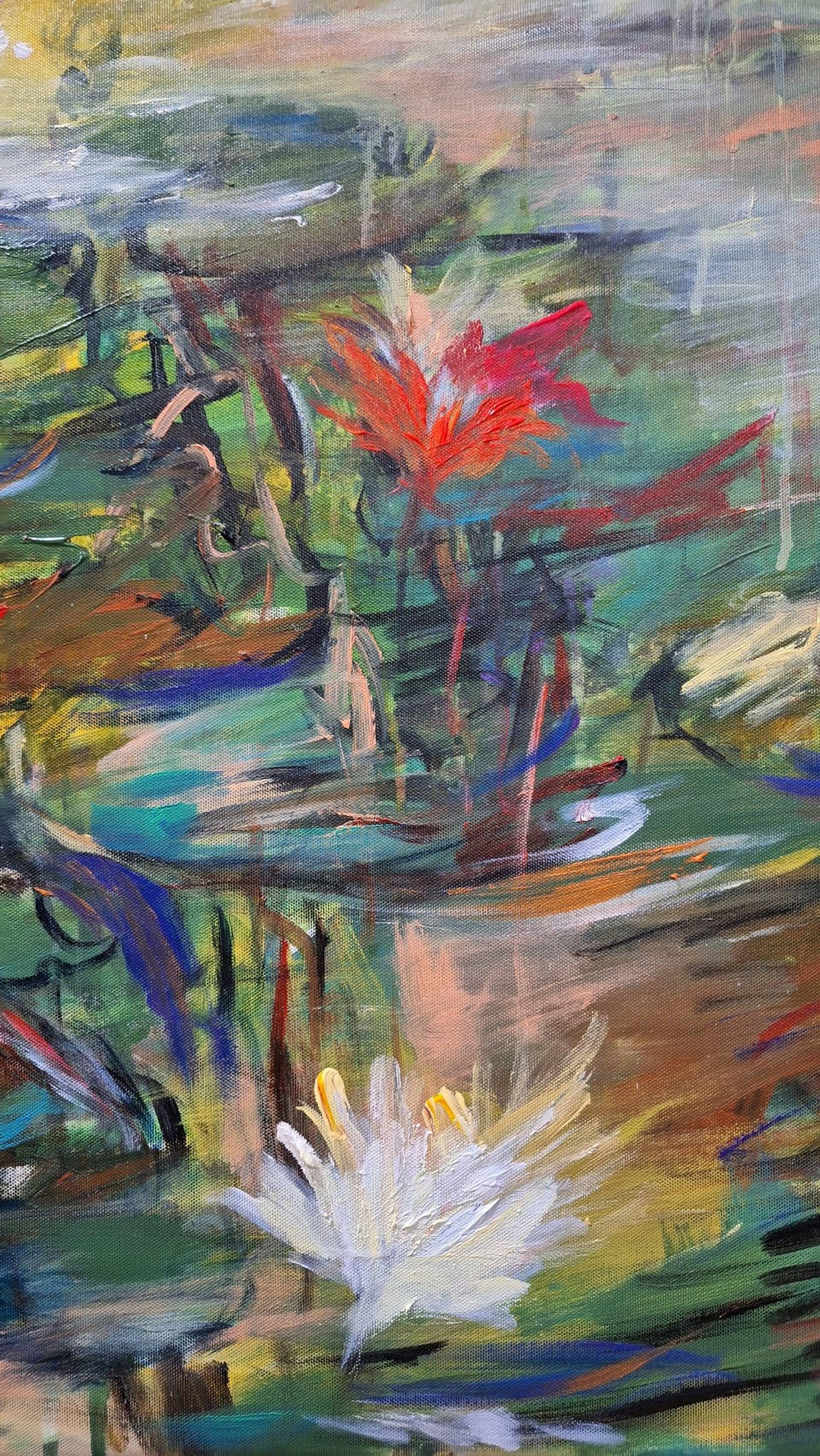 blooming in the lake, Painting, Acrylic on Canvas For Sale 1