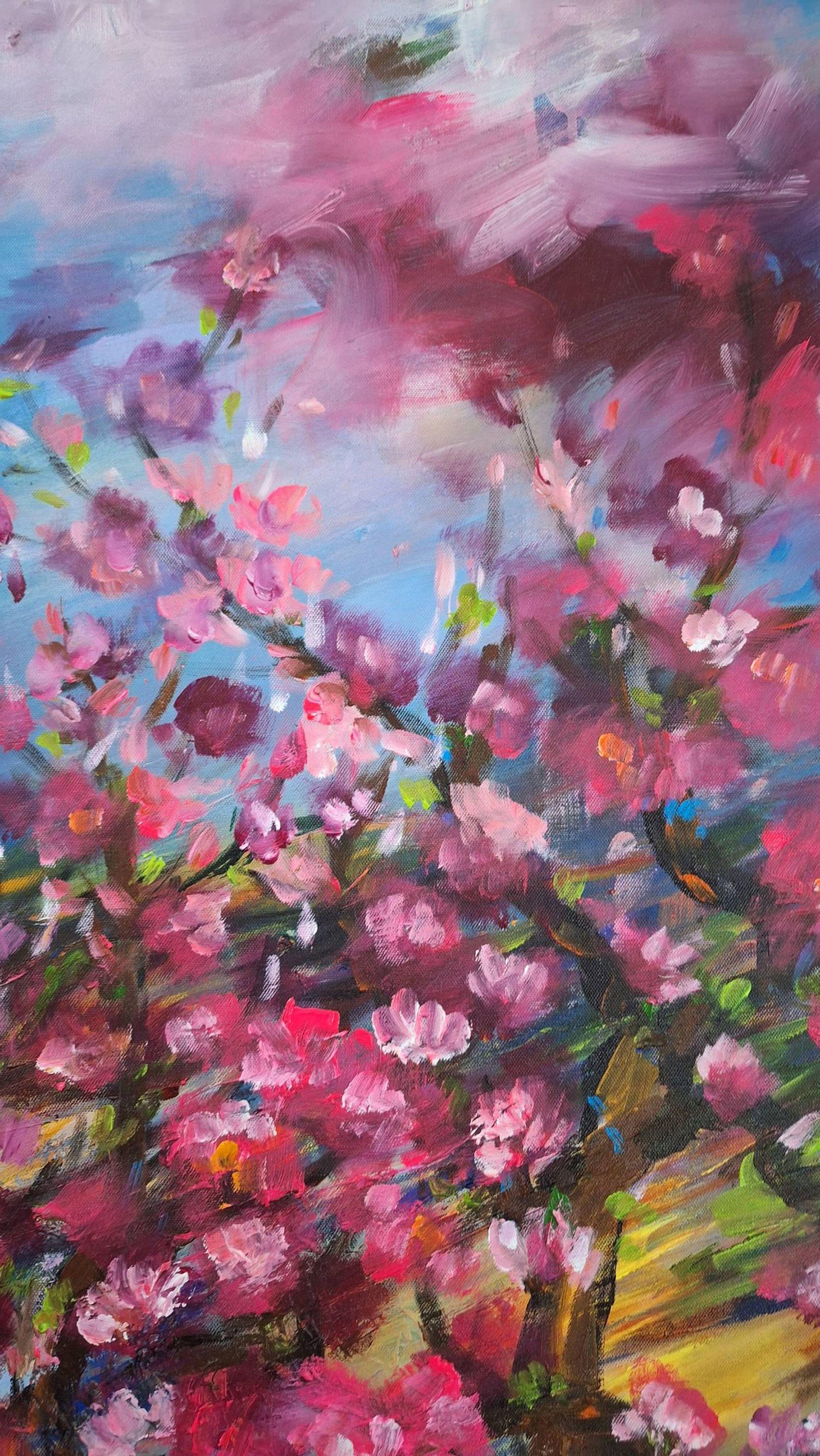 Cherry bloom 02, Painting, Acrylic on Canvas For Sale 3