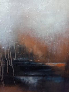 Dark gray-Brown Landscape, Painting, Acrylic on Canvas