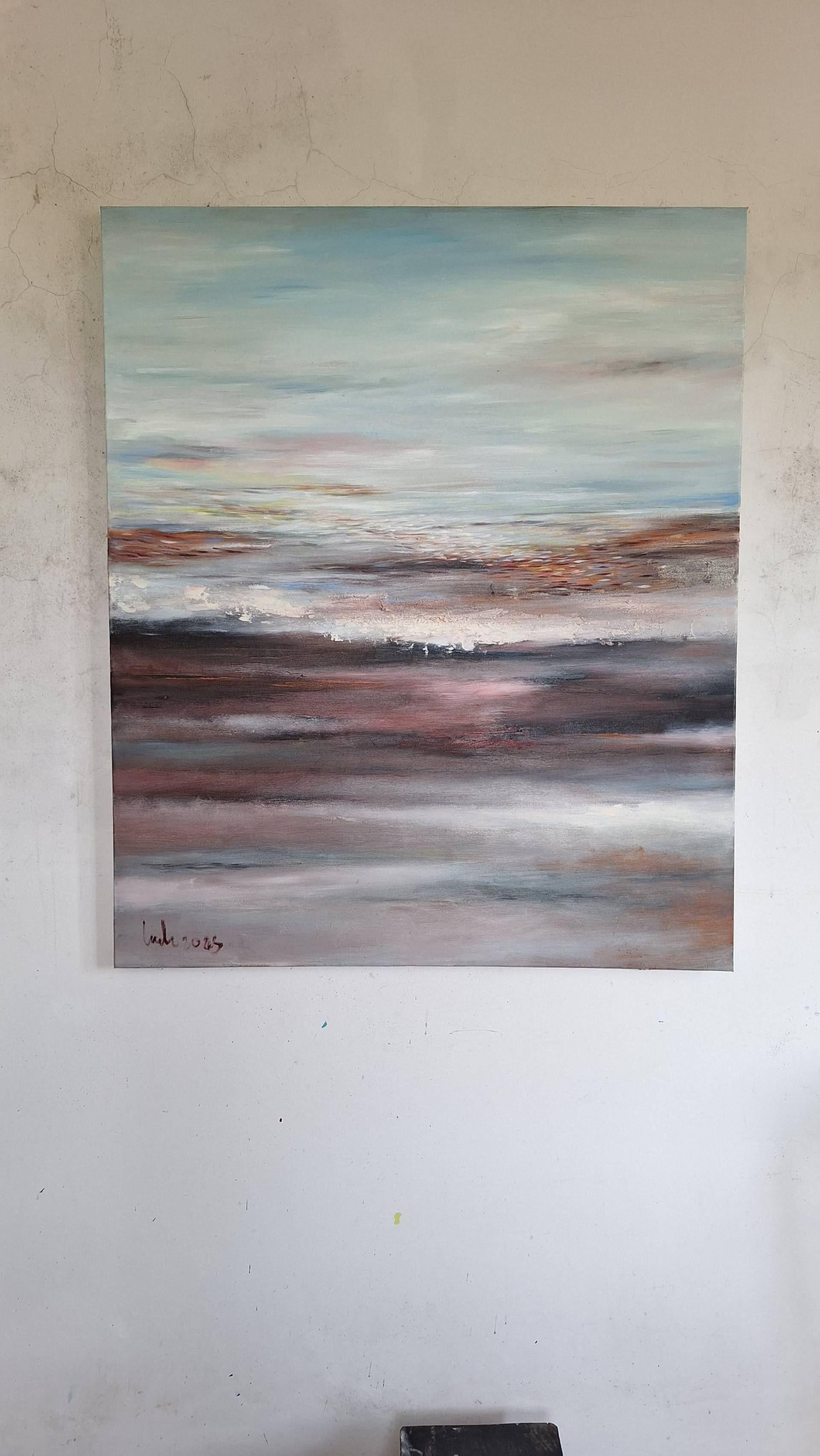 Landschaft Grau, Blau, Malerei, Acryl auf Leinwand (Abstrakter Expressionismus), Painting, von LE HAI LINH