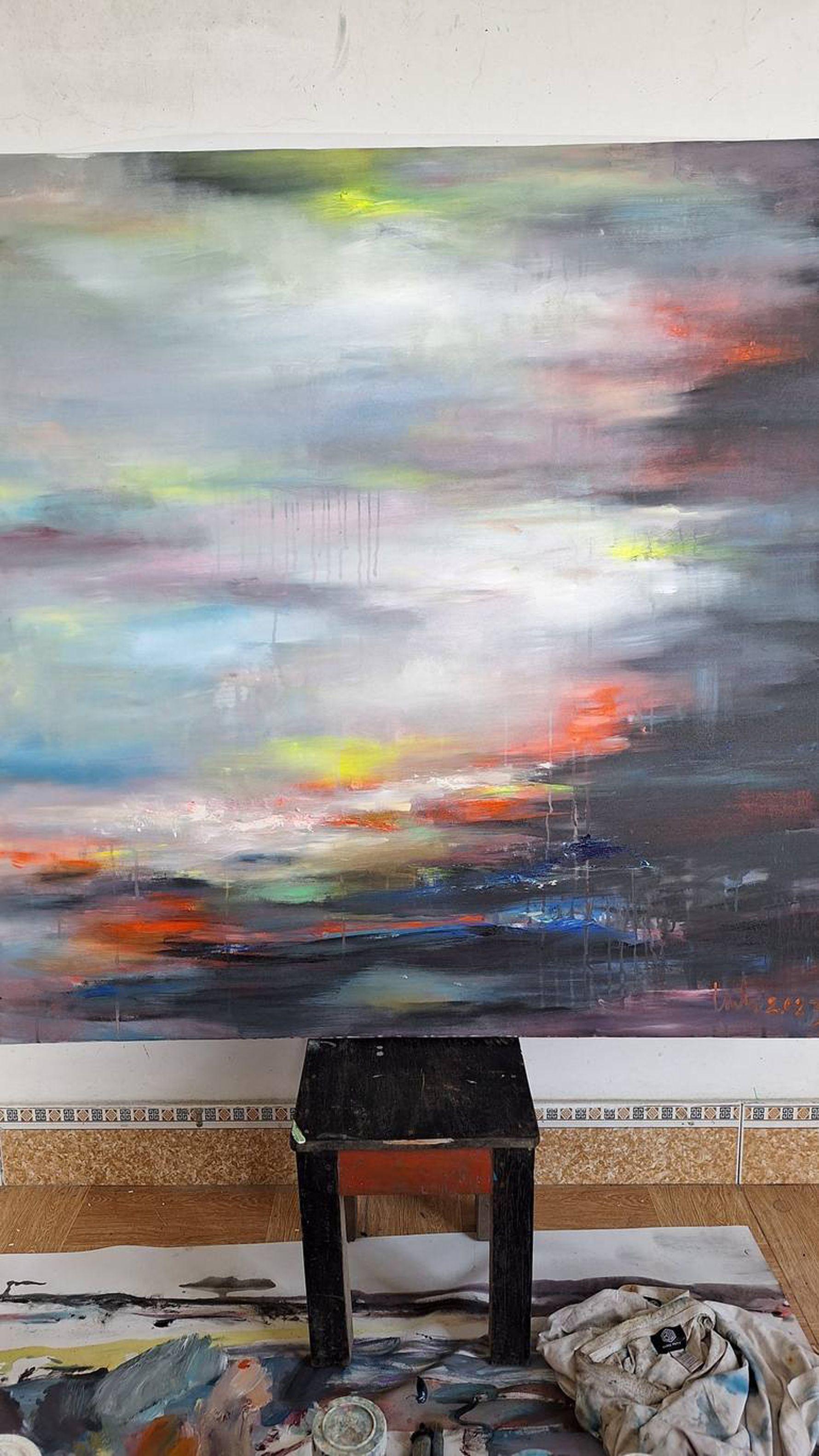 Painting of light at the end of the day, Painting, Acrylic on Canvas For Sale 1