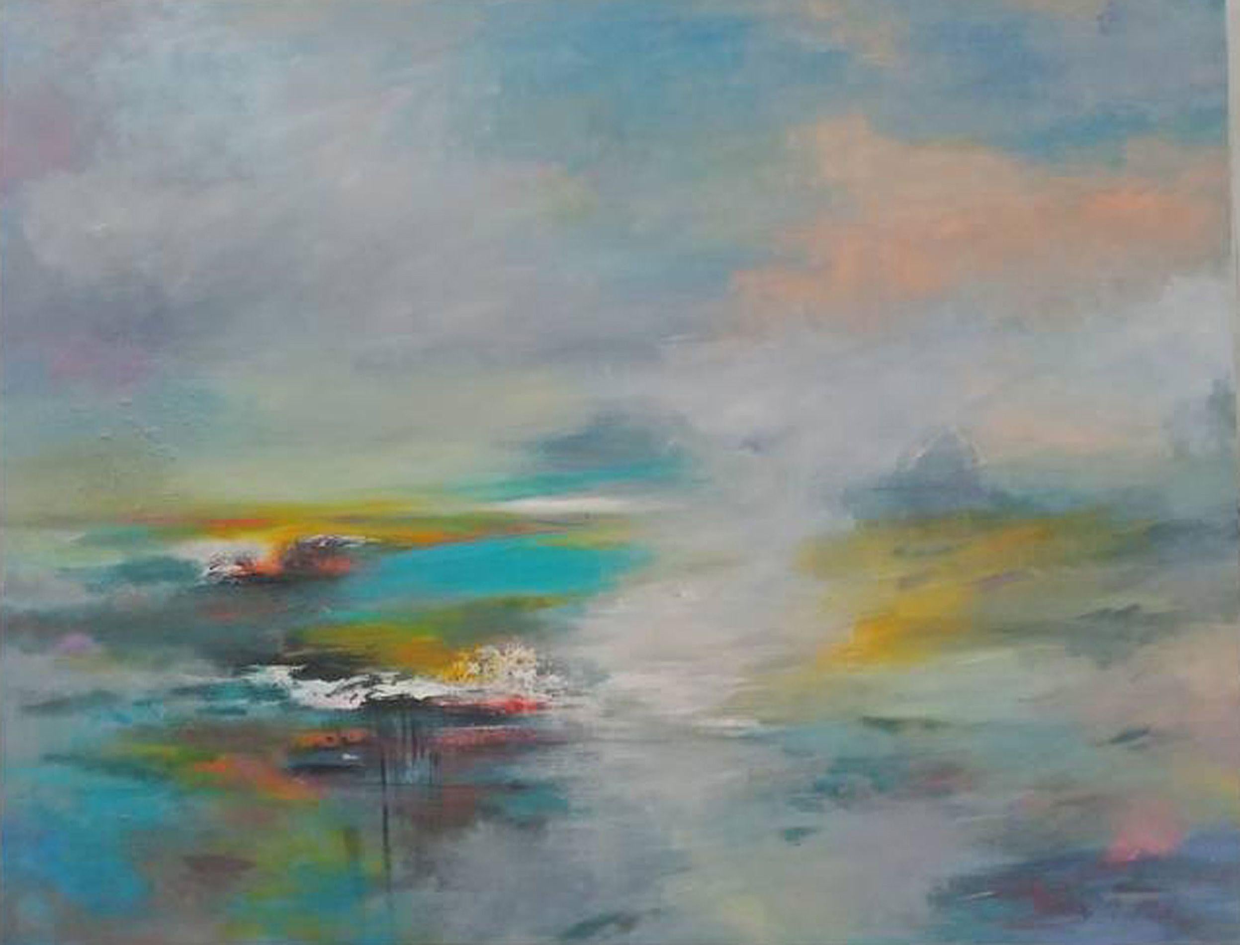 LE HAI LINH Abstract Painting - Peaceful in morning, Painting, Acrylic on Canvas
