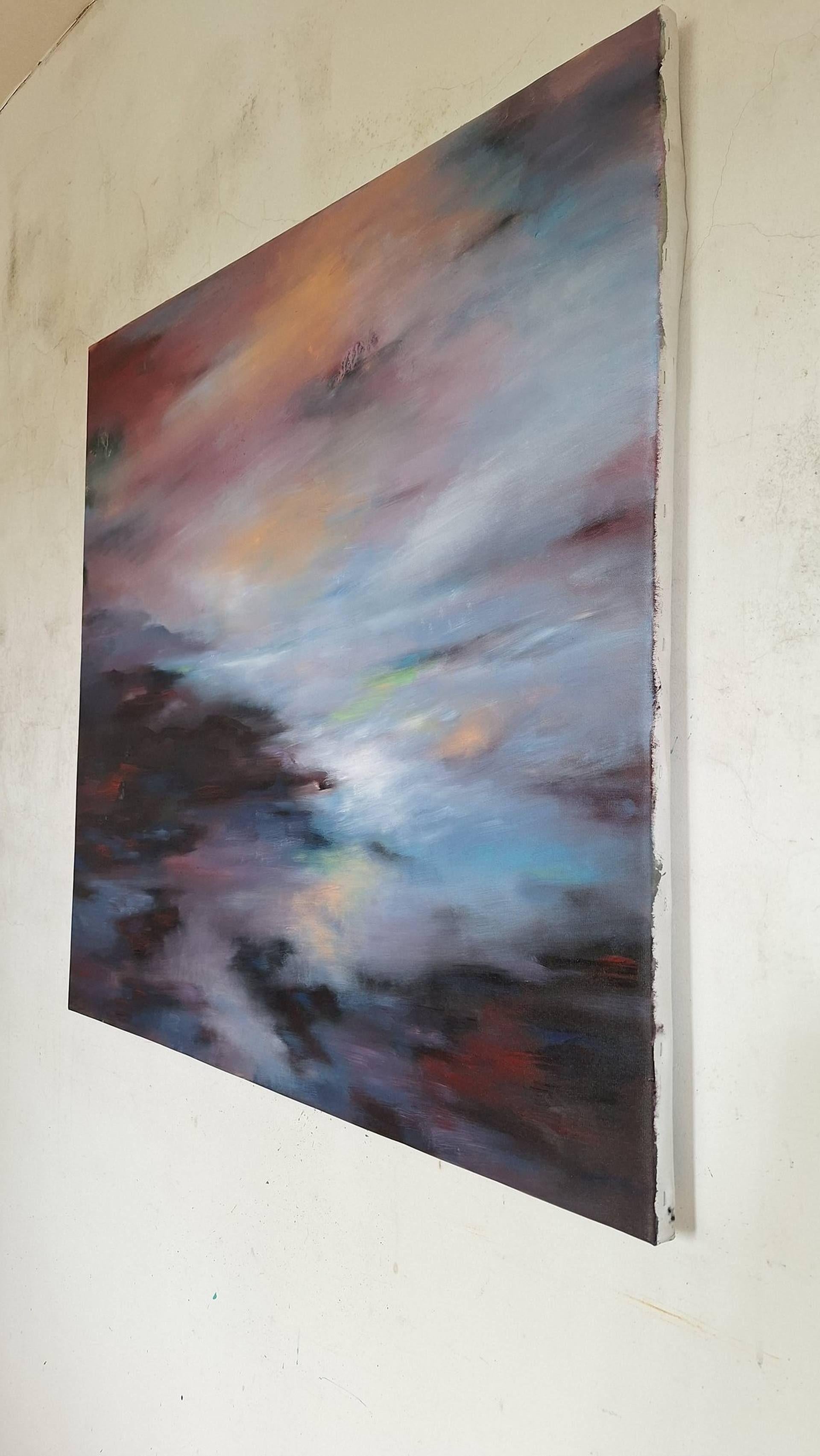 Sonnenuntergang, Gemälde, Acryl auf Leinwand (Grau), Abstract Painting, von LE HAI LINH