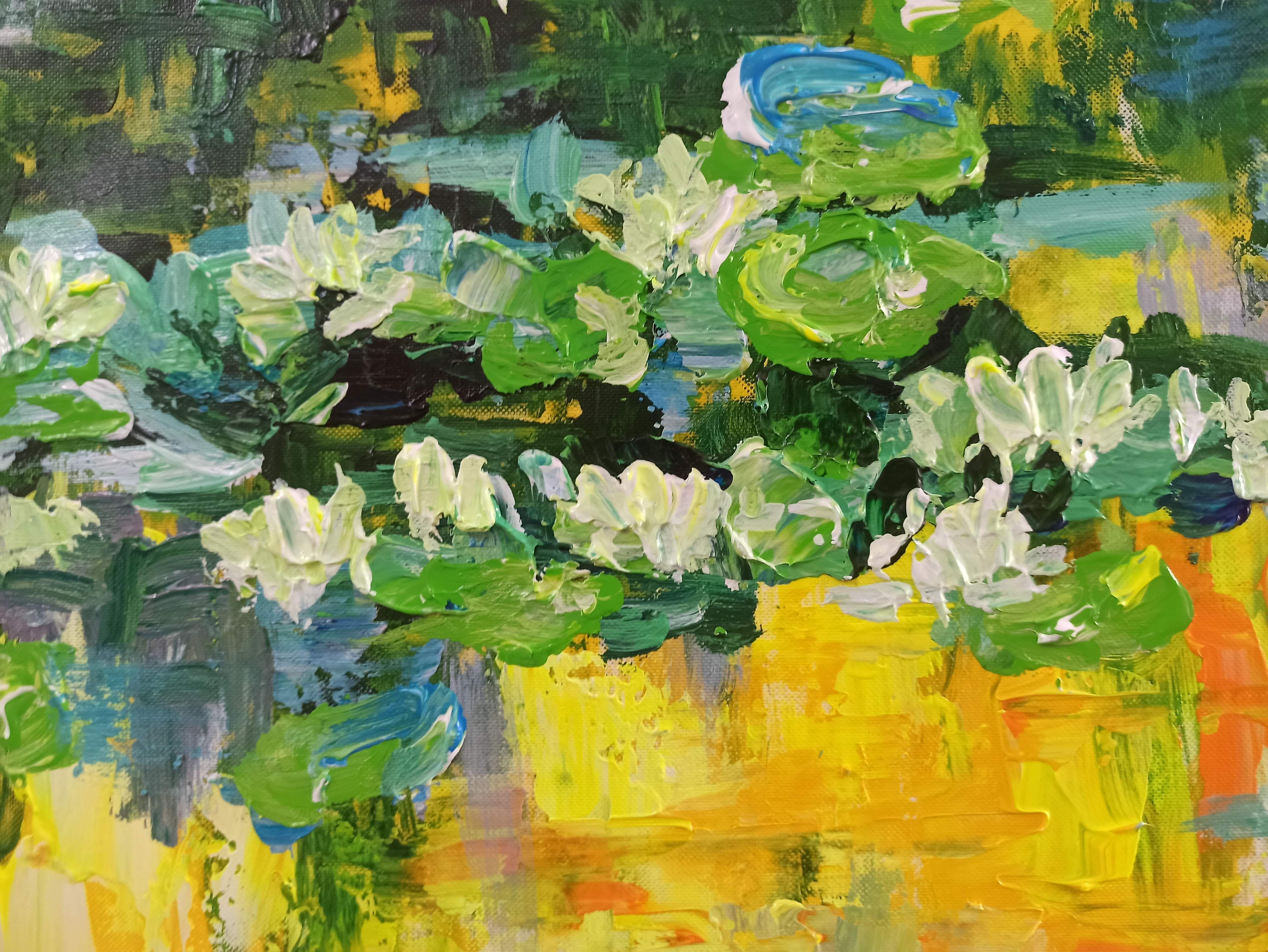 two white cherry trees, Painting, Acrylic on Canvas For Sale 1