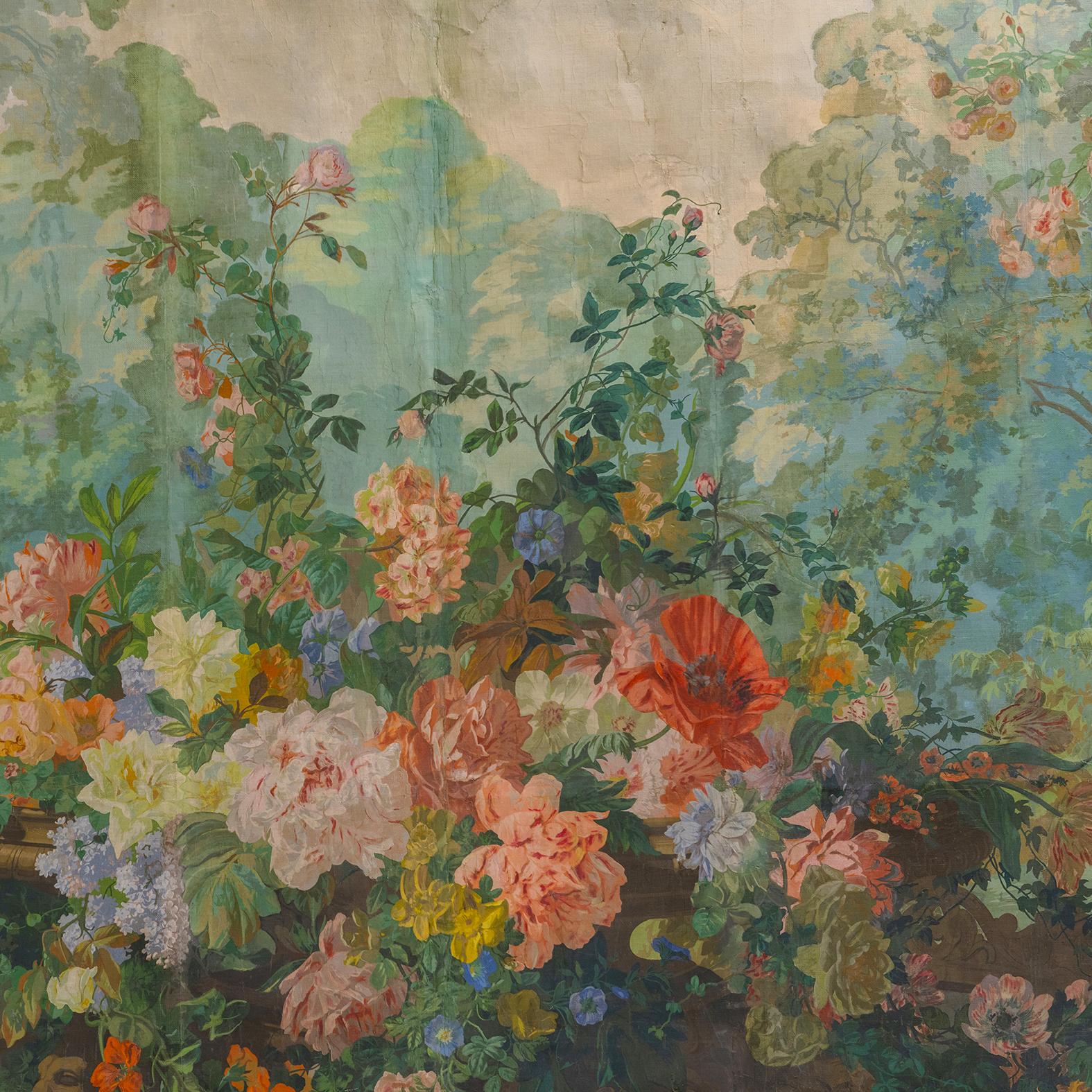 Painted 'Le Jardin d'Armide' - A Rare Wallpaper Panel by Desfossé For Sale