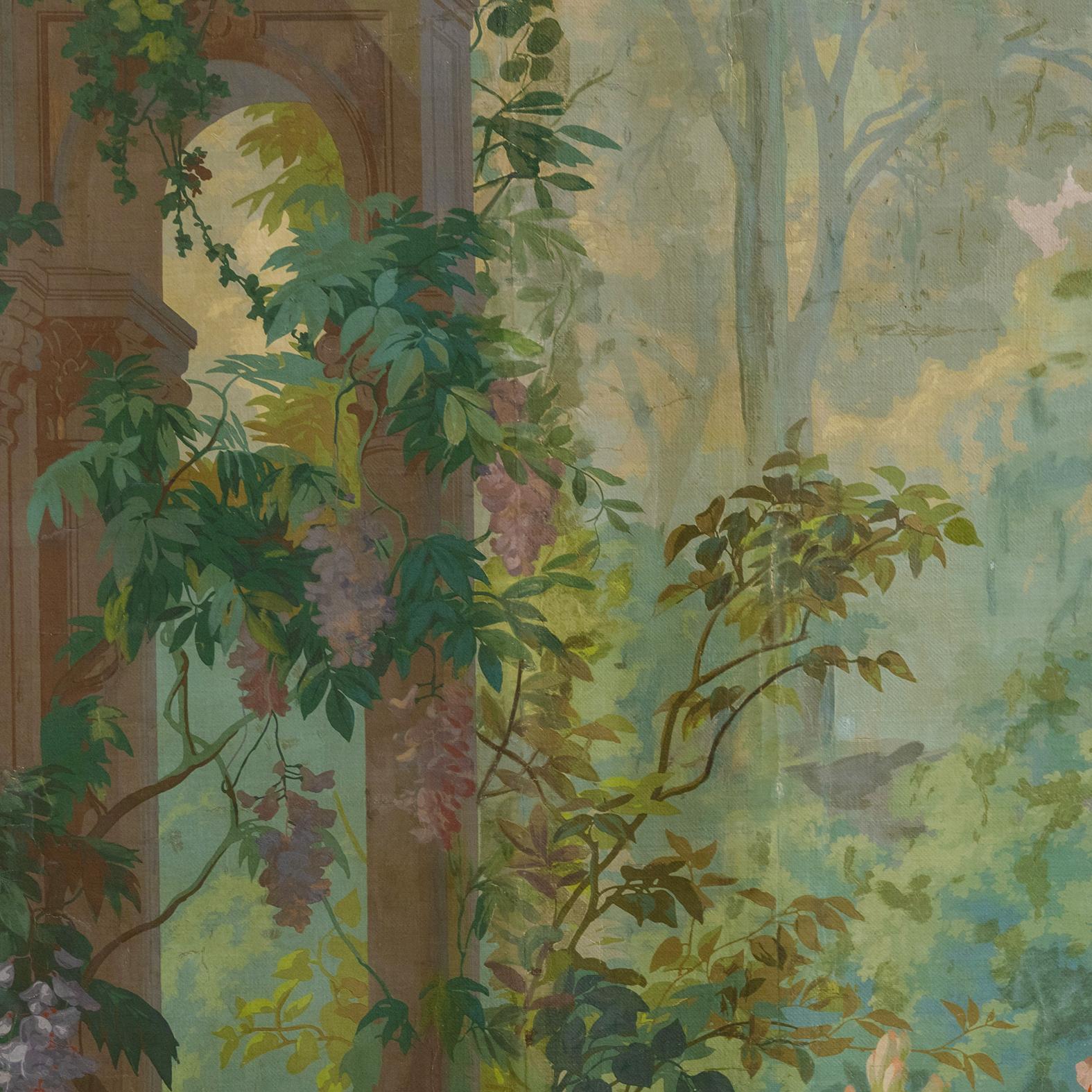 19th Century 'Le Jardin d'Armide' - A Rare Wallpaper Panel by Desfossé For Sale