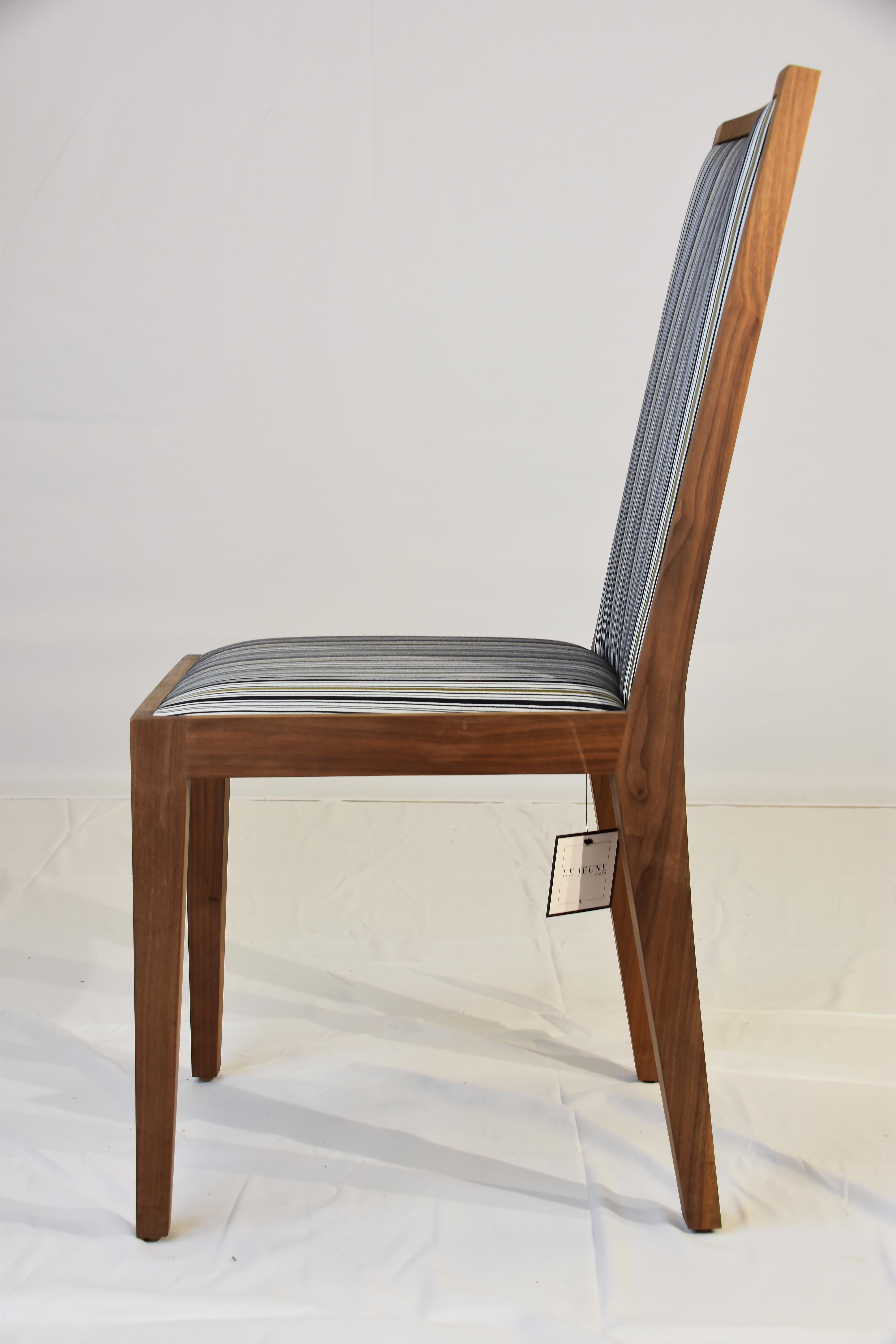 Modern Le Jeune Upholstery Antonella Walnut  Dining Chair Showroom Model For Sale