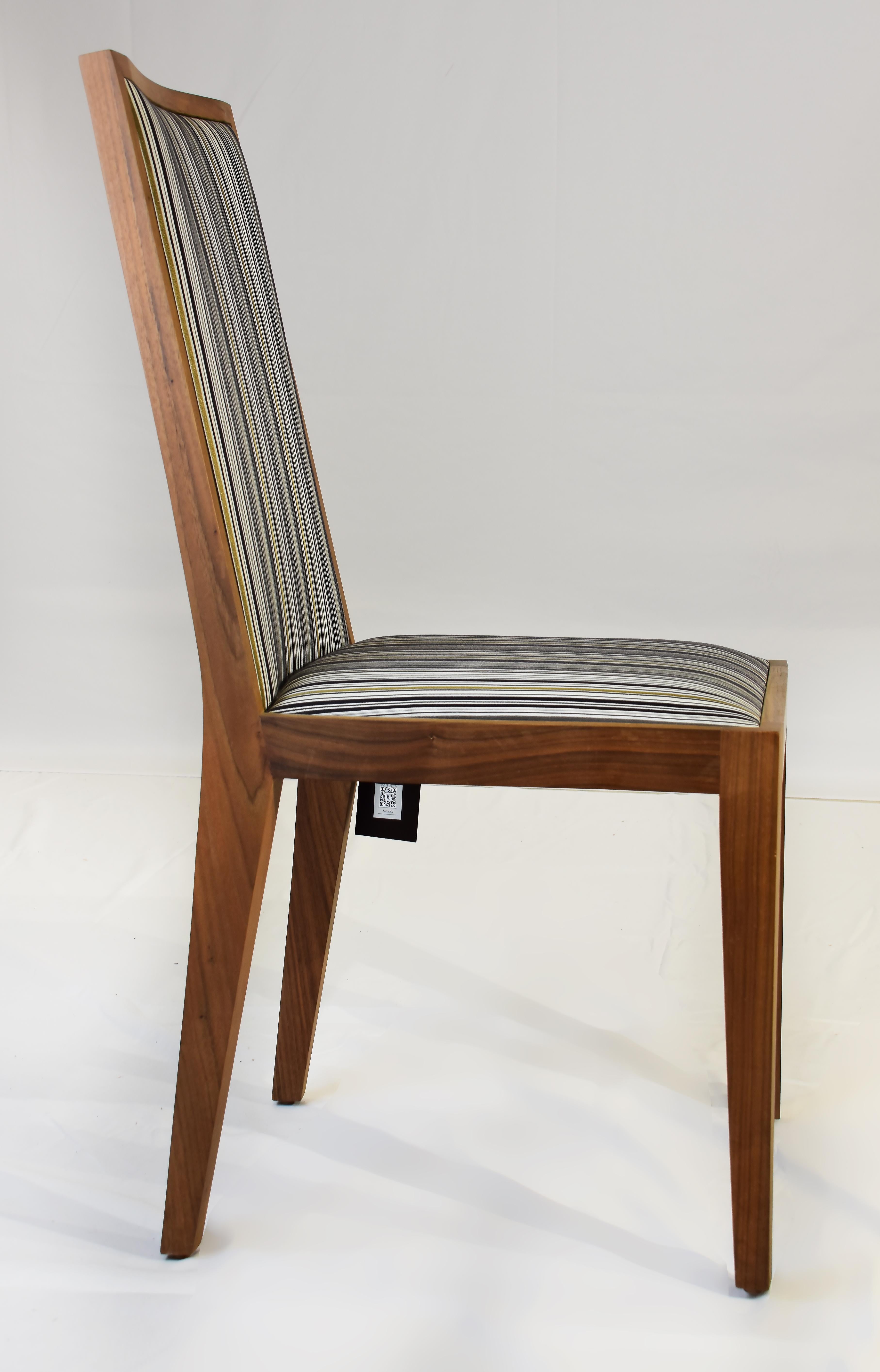 Le Jeune Upholstery Antonella Walnut  Dining Chair Showroom Model In Good Condition For Sale In Miami, FL