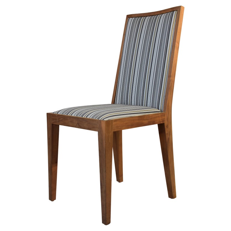 Le Jeune Upholstery Antonella Walnut Dining Chair Showroom Model For Sale  at 1stDibs