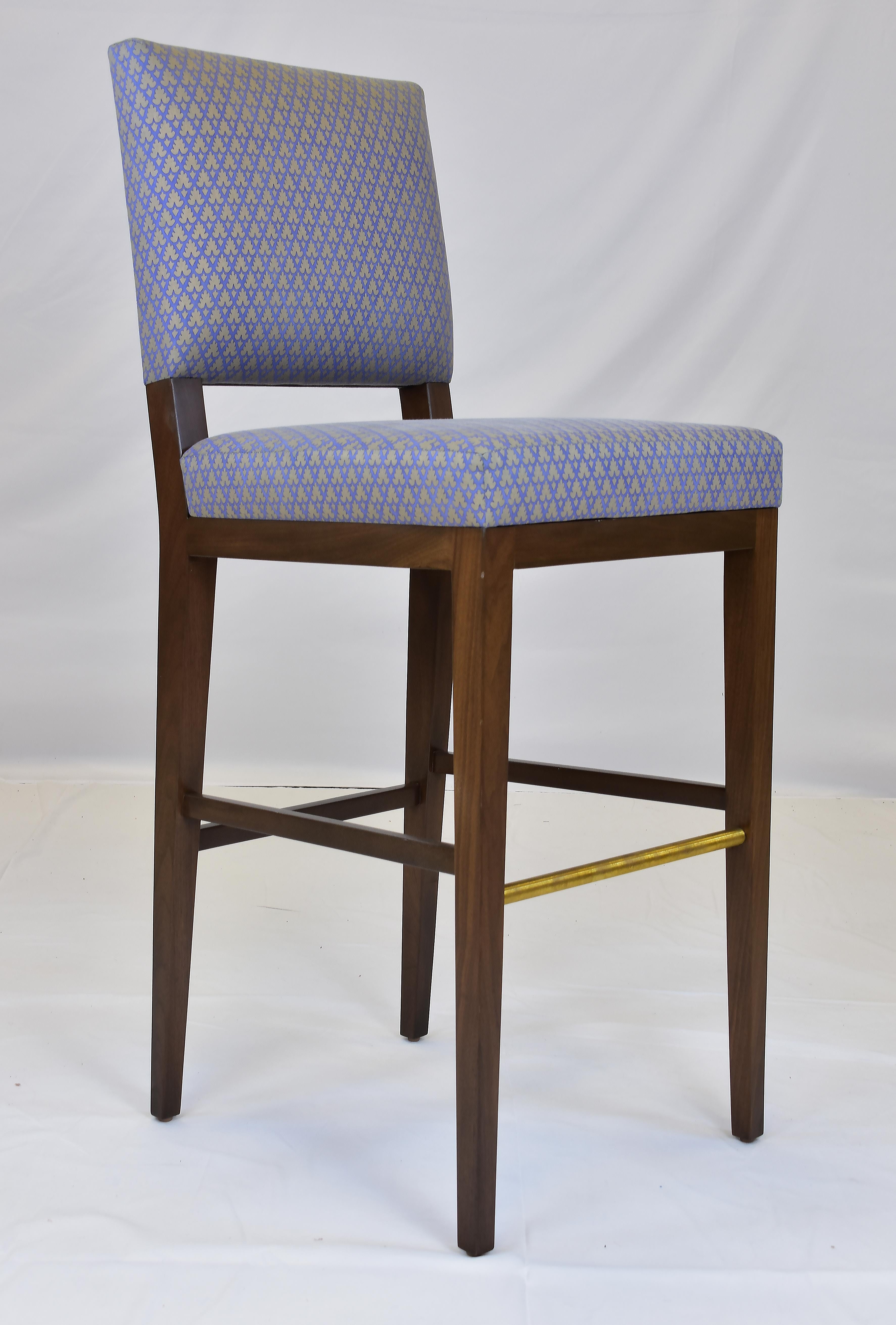 Le Jeune Upholstery Barista Barstool with Brass, Showroom Models, Per Item In Good Condition For Sale In Miami, FL
