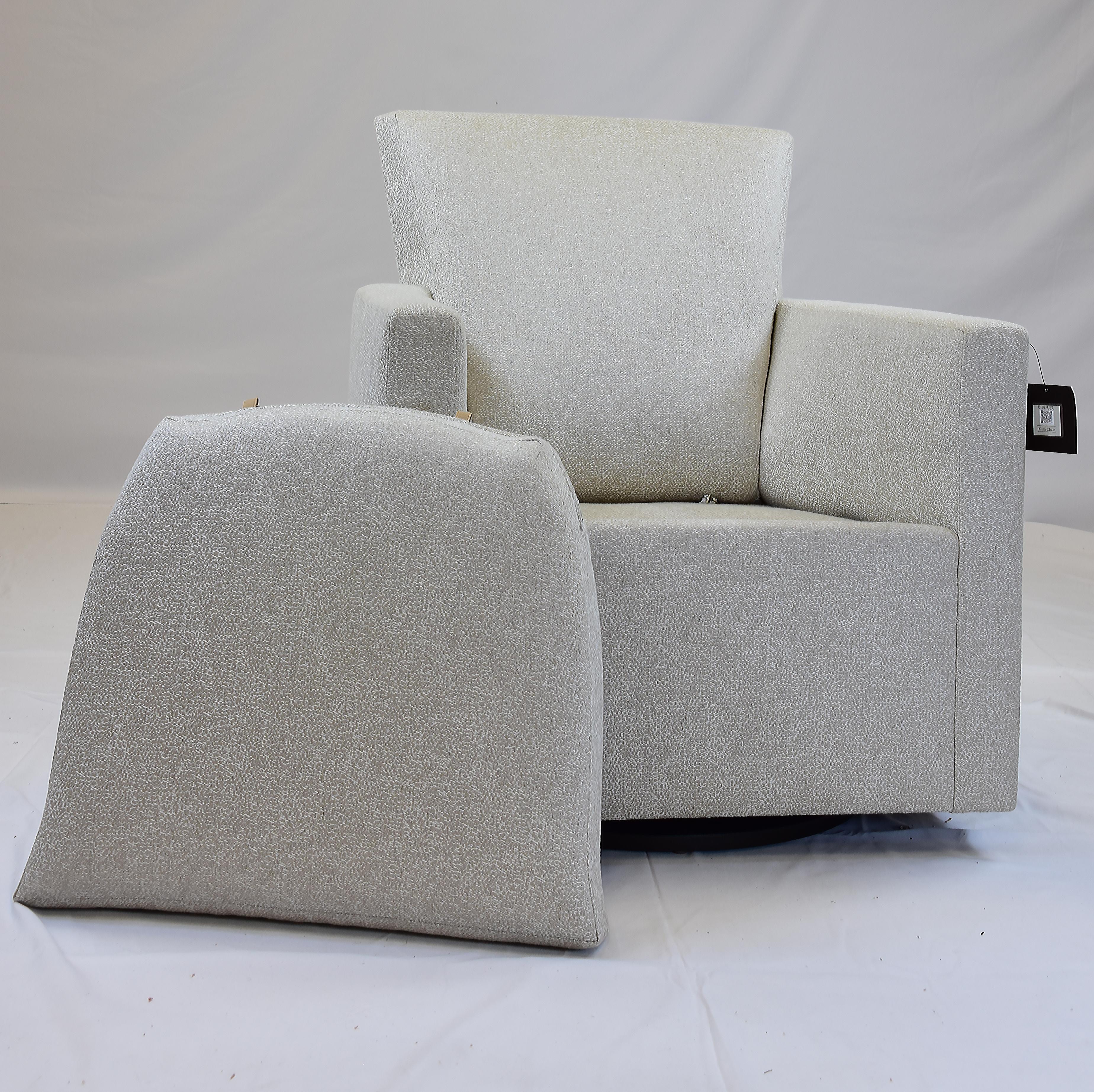Le Jeune Upholstery Barrel Swivel Kara Chair Showroom Model, 2 Available For Sale 4