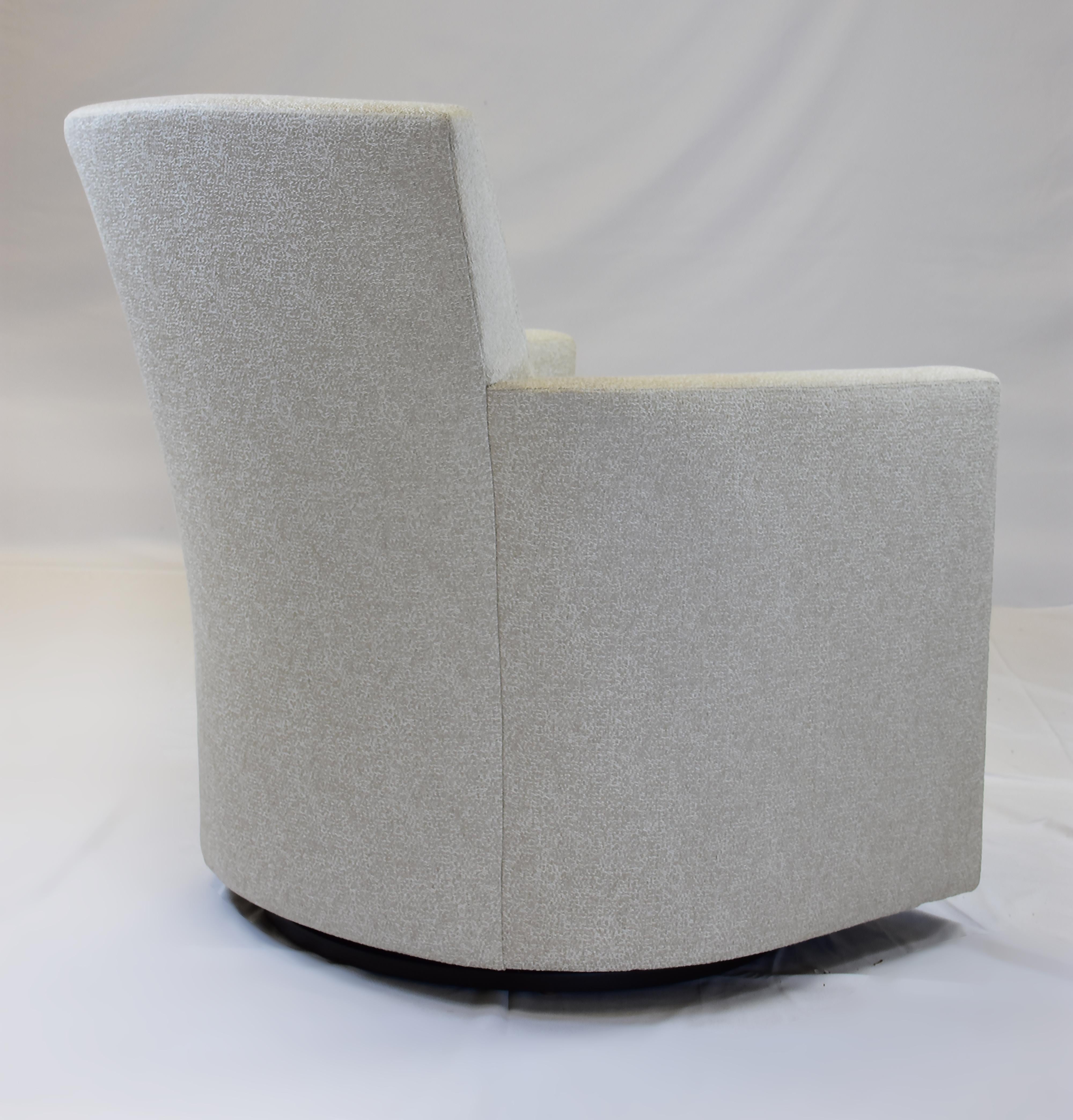 Contemporary Le Jeune Upholstery Barrel Swivel Kara Chair Showroom Model, 2 Available For Sale