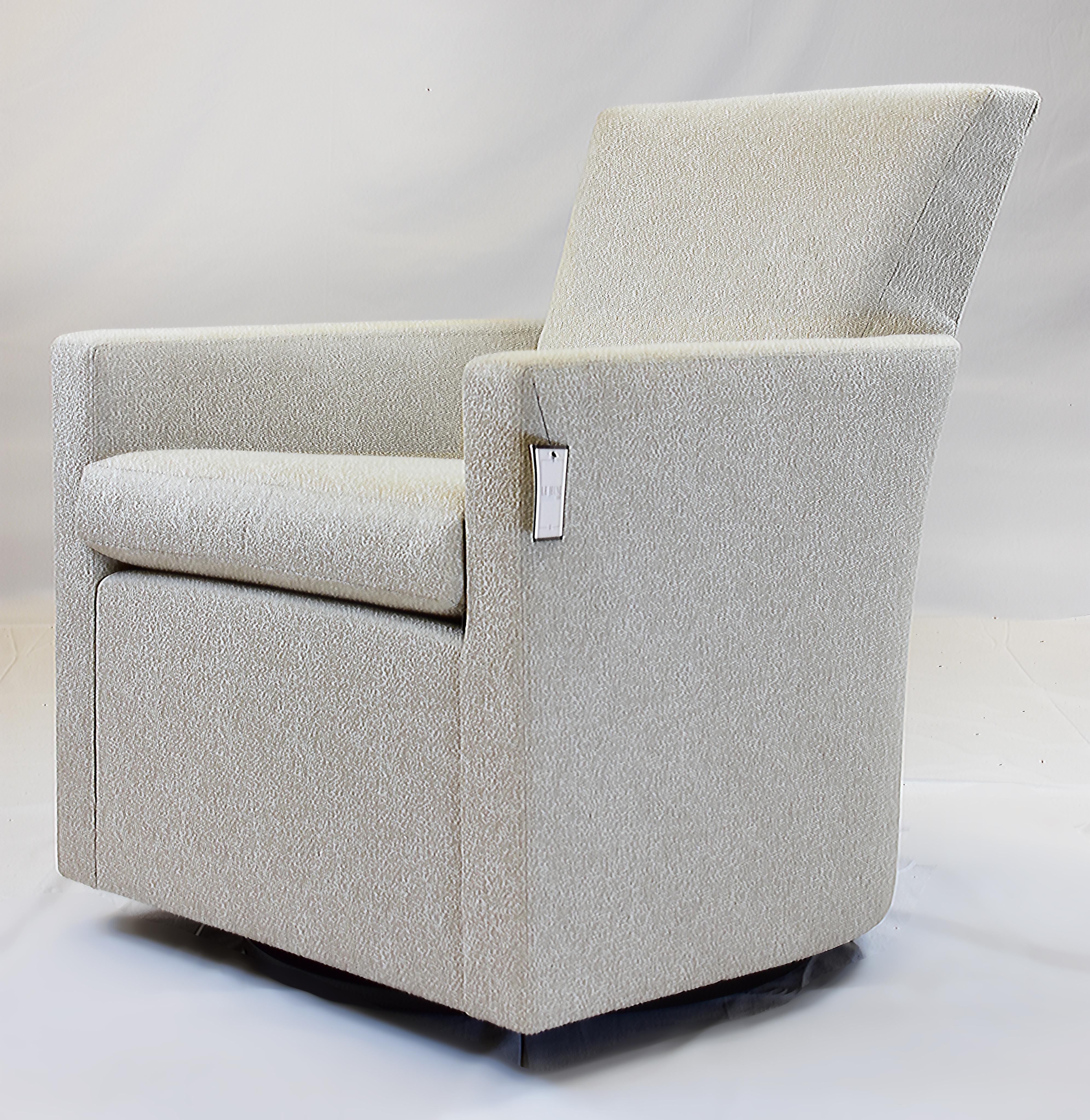 Le Jeune Upholstery Barrel Swivel Kara Chair Showroom Model, 2 Available For Sale 2