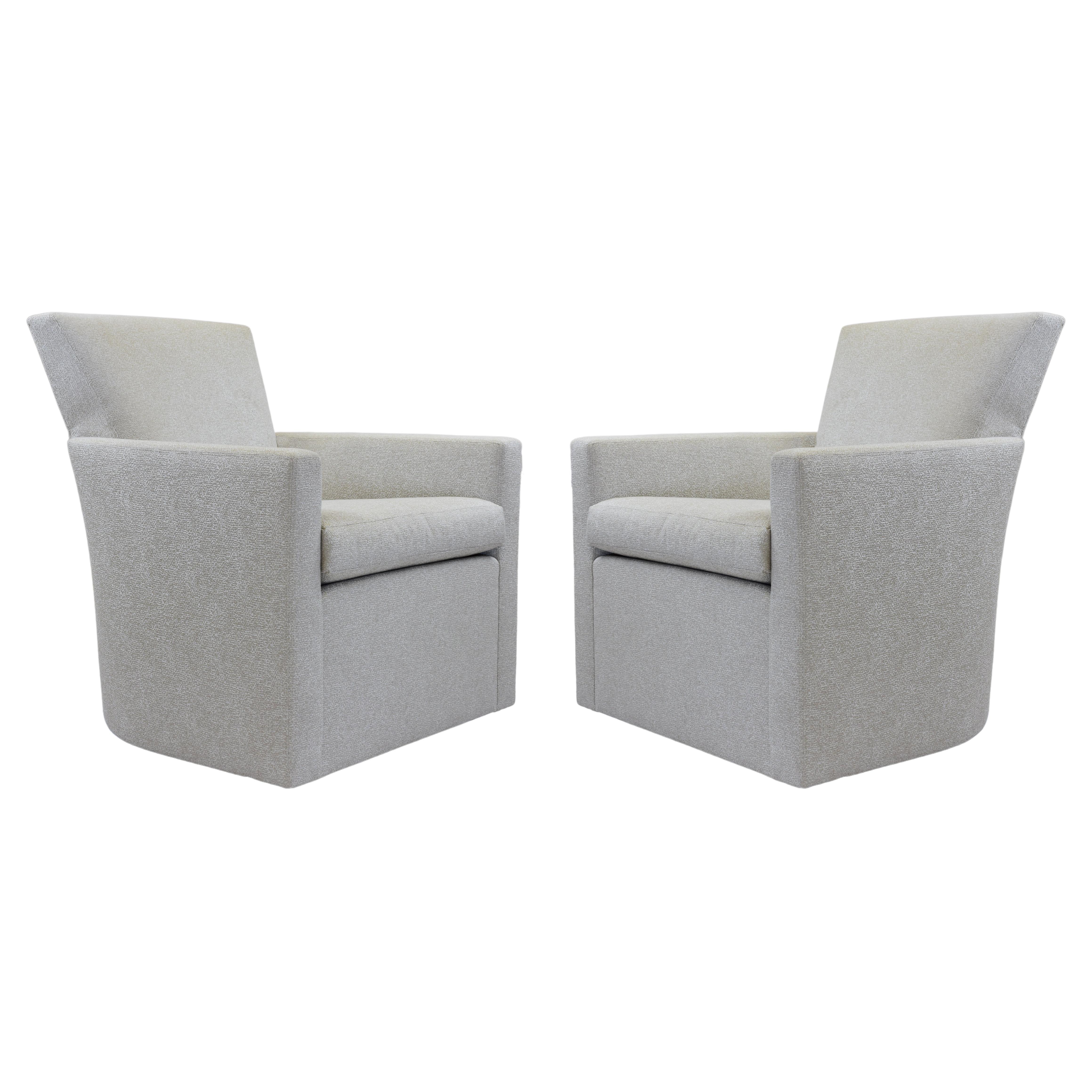 Le Jeune Upholstery Barrel Swivel Kara Chair Showroom Model, 2 Available