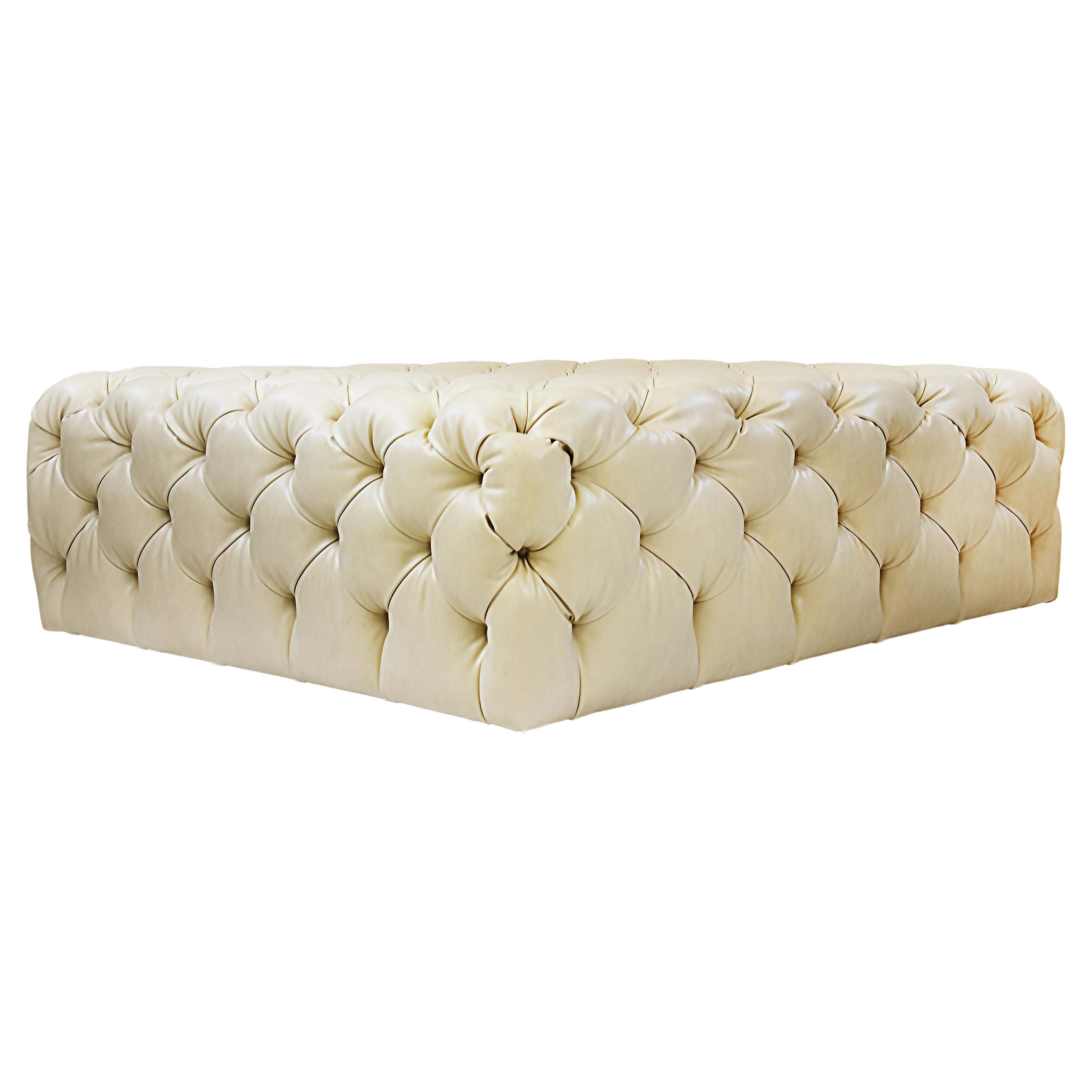 Le Jeune Upholstery Bristol Tufted Leather Coffee Table  Floor Model For Sale