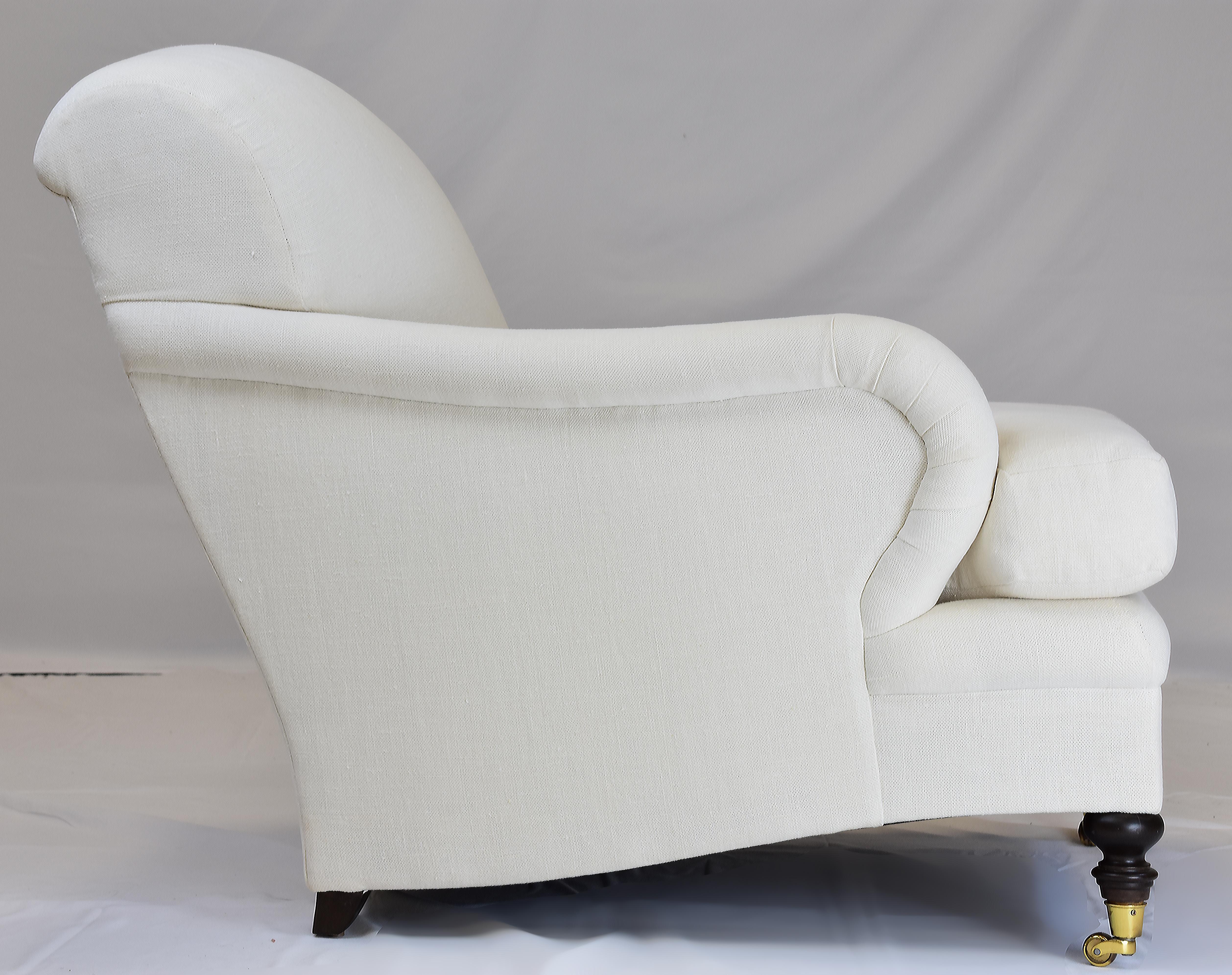 American Le Jeune Upholstery Hampton Lounge Chair On Casters, Showroom Model Off-white