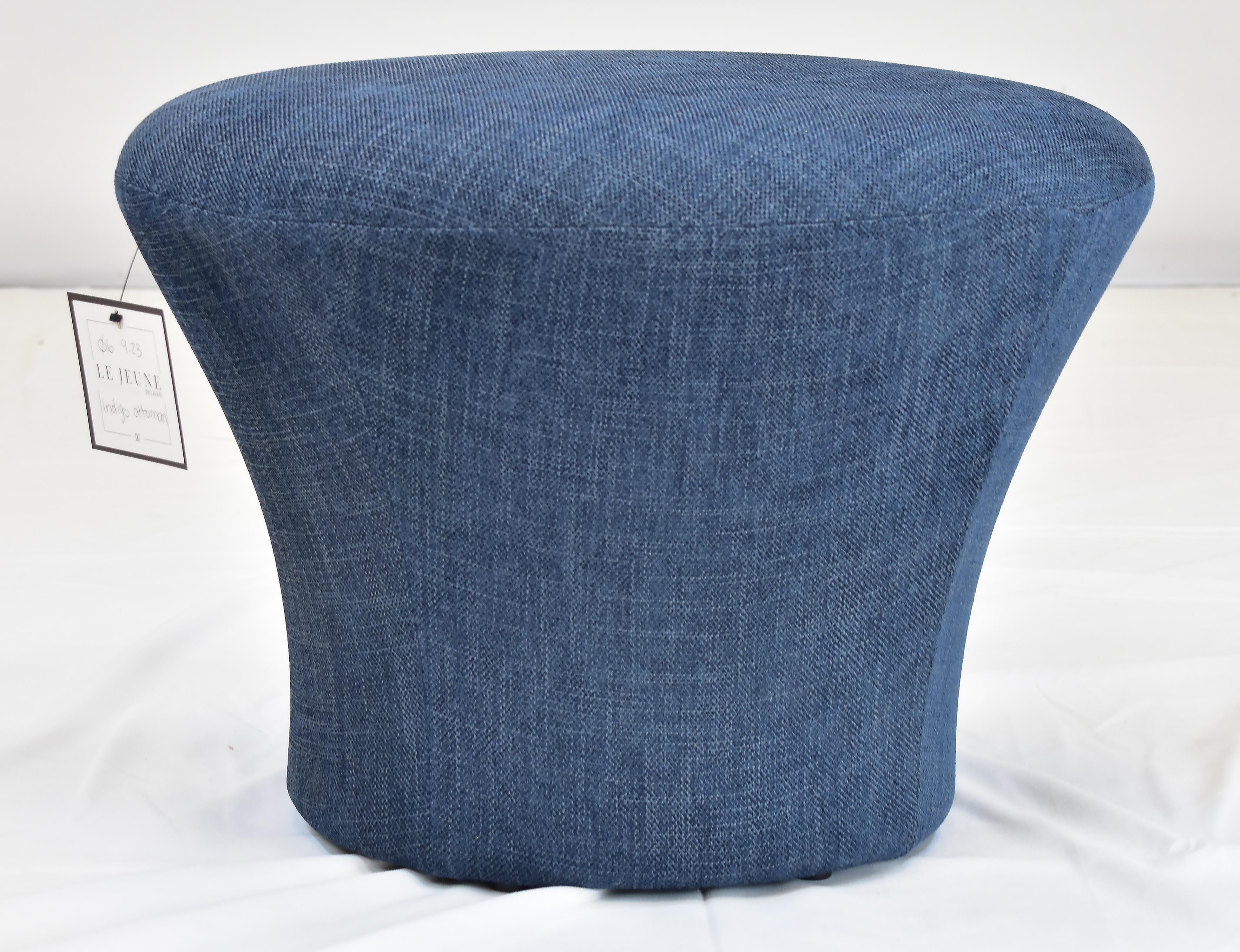 Modern Le Jeune Upholstery Indigo Ottoman Showroom Model, Per Item For Sale