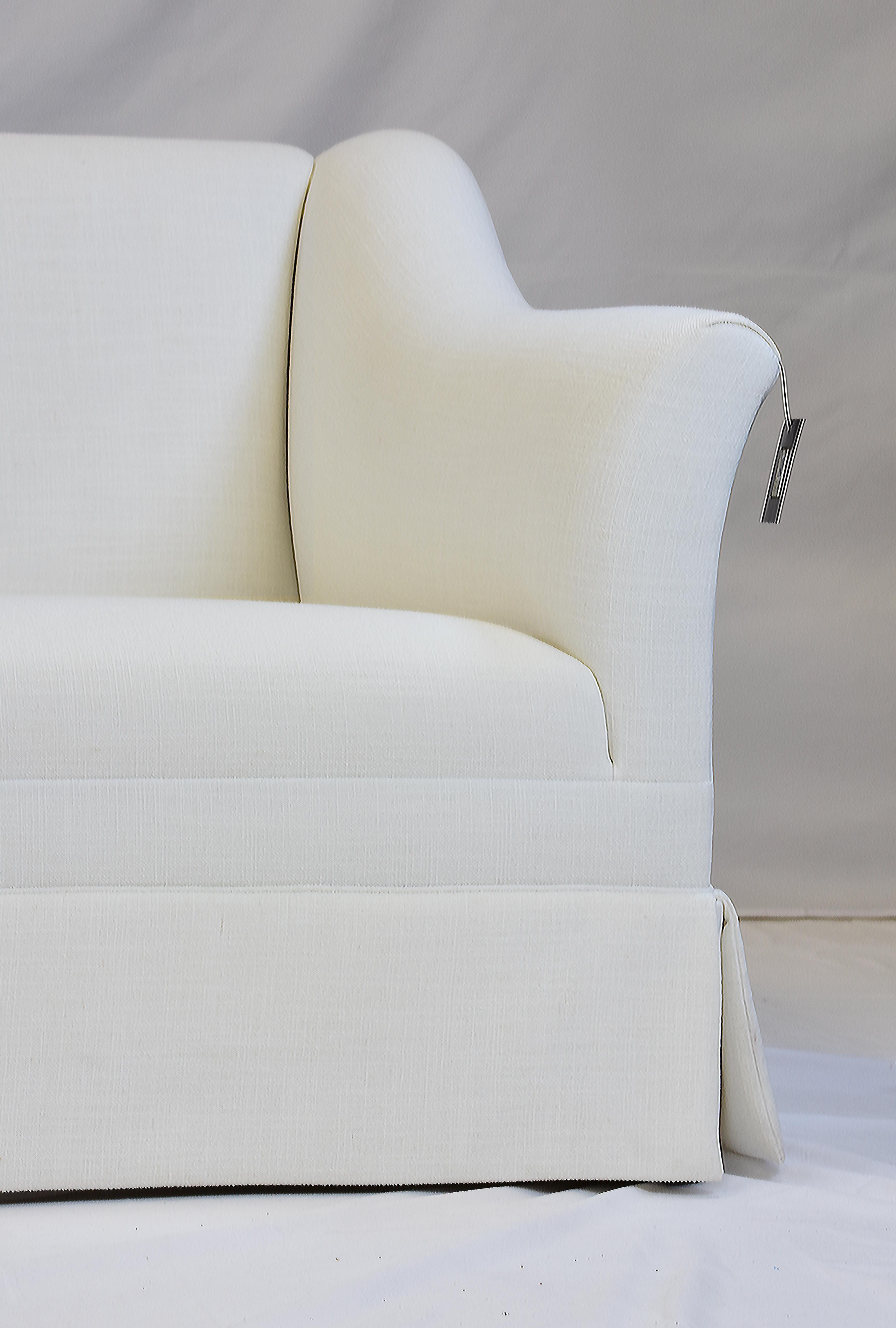 Le Jeune Upholstery Lucca Sofa Showroom Model in White Linen 5