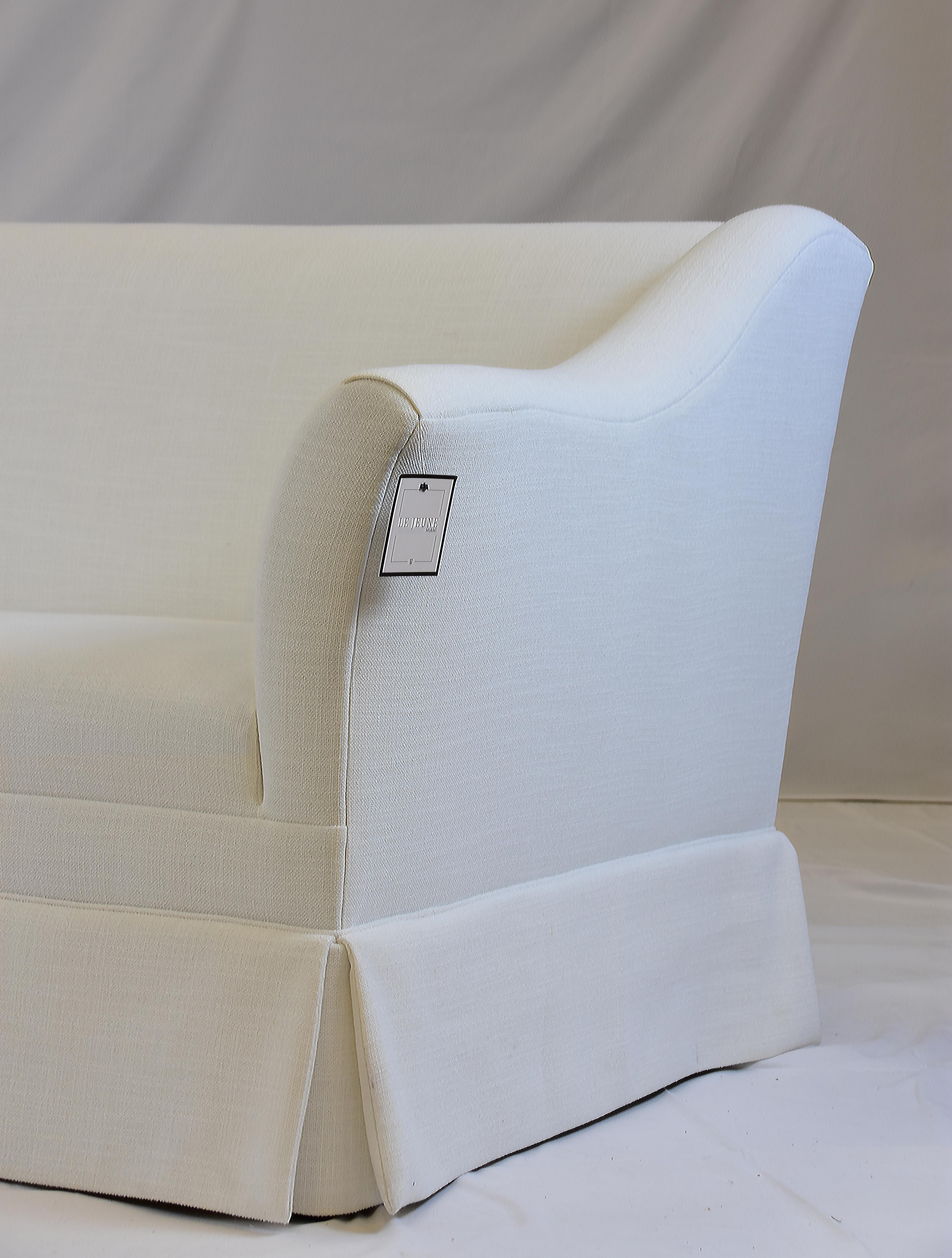 Contemporary Le Jeune Upholstery Lucca Sofa Showroom Model in White Linen
