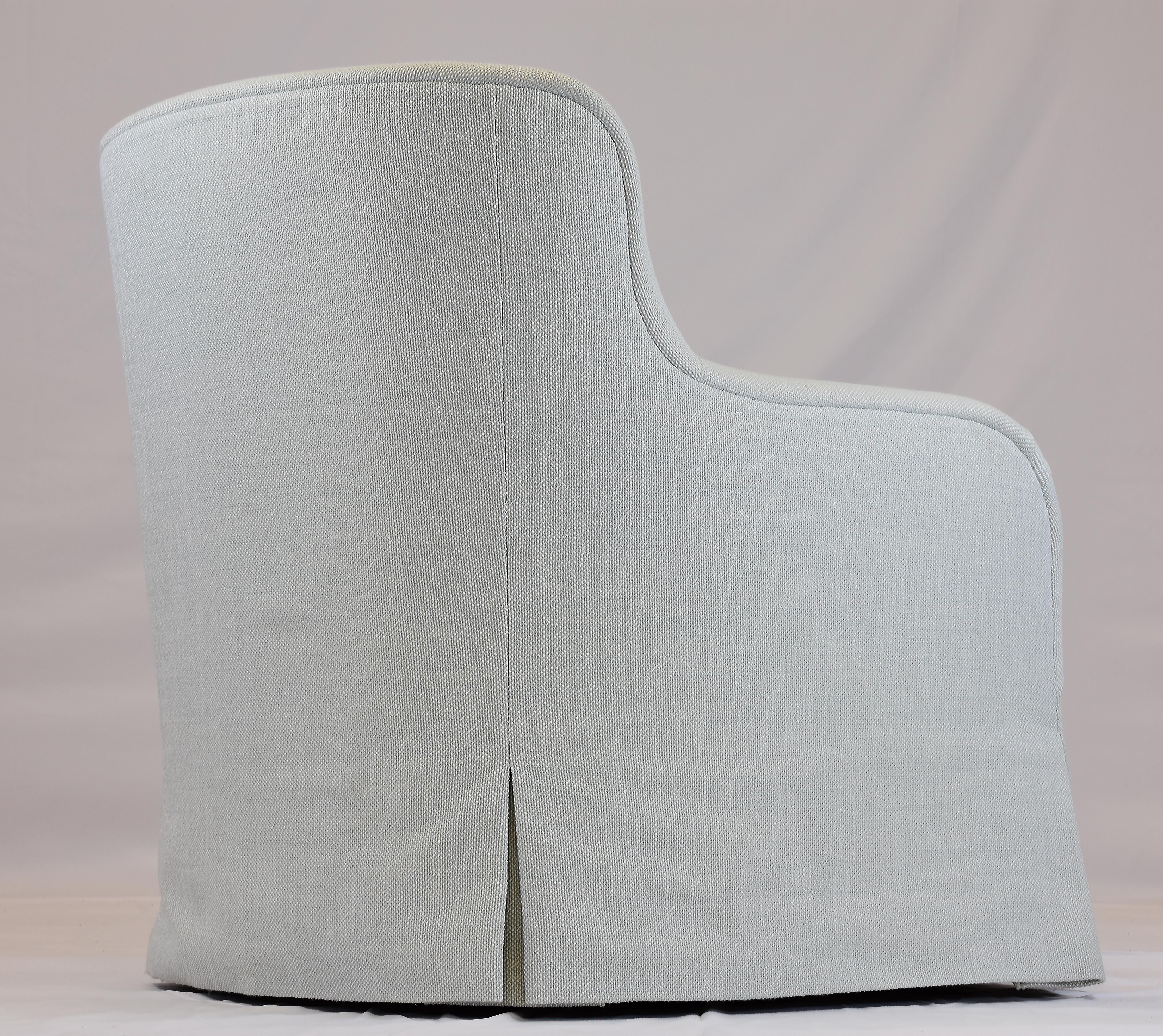 American Le Jeune Upholstery Luna Barrel Swivel Chair Showroom Model