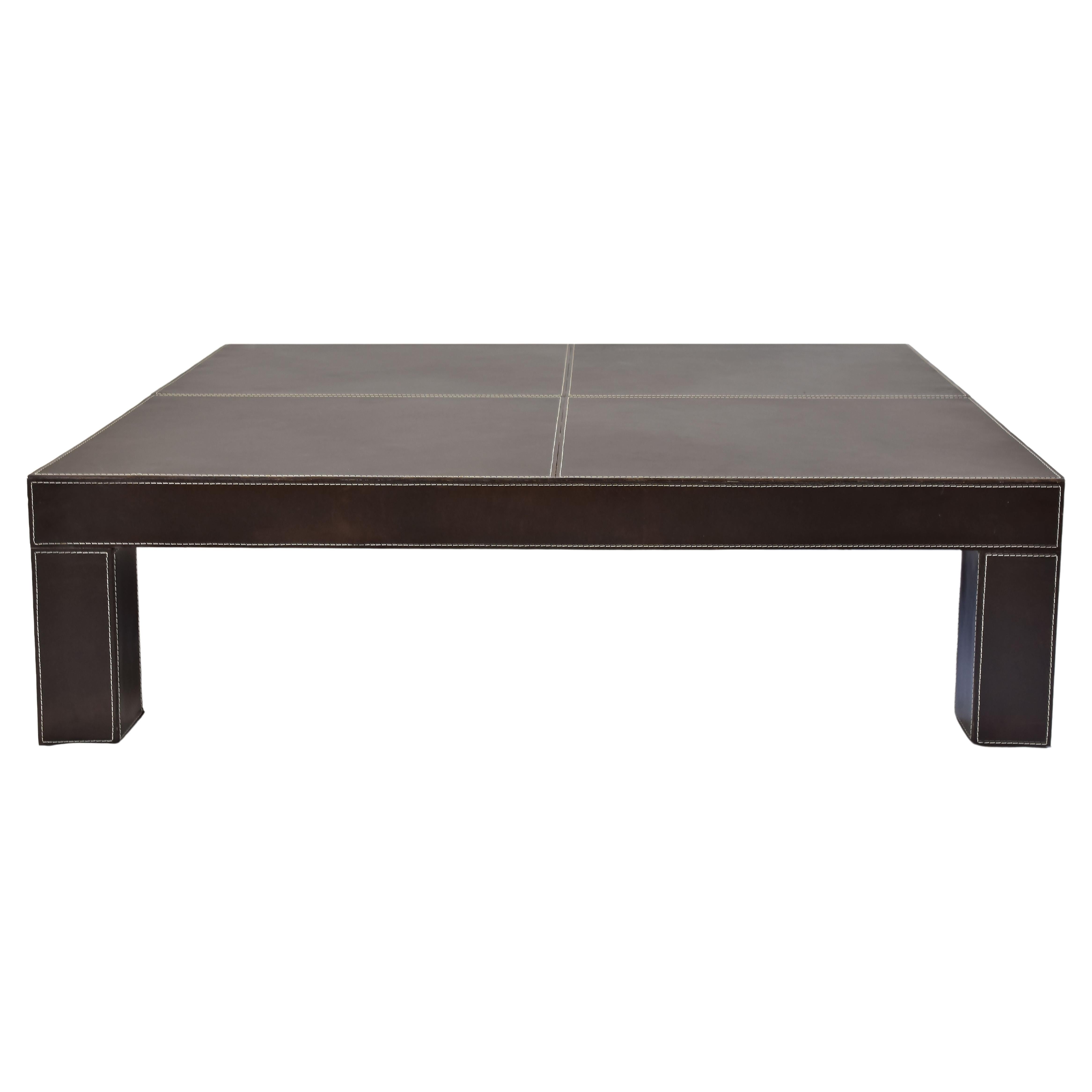 Le Jeune Upholstery Saddle Up Leather Coffee Table Showroom Model For Sale