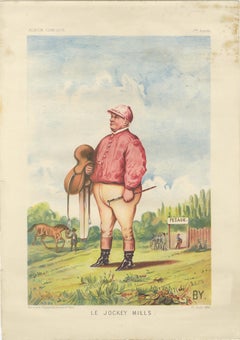 Le Jockey Mills, French Racing Caricature Chromolithograph, Album Comique 1884