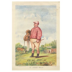 Le Jockey Mills, French Racing Caricature Chromolithograph, Album Comique 1884