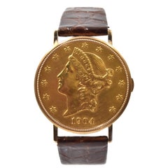 Le Jour 18 Karat Yellow Gold Liberty Coin Watch on Strap