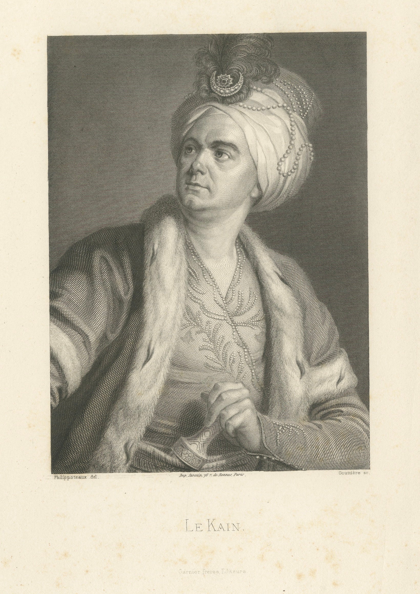 Le Kain in Oriental Costume, French Theatre Portrait Engraving, 1788