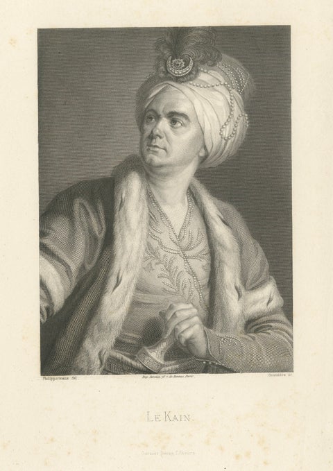 Le Kain in Oriental Costume, French Theatre Portrait Engraving, 1788