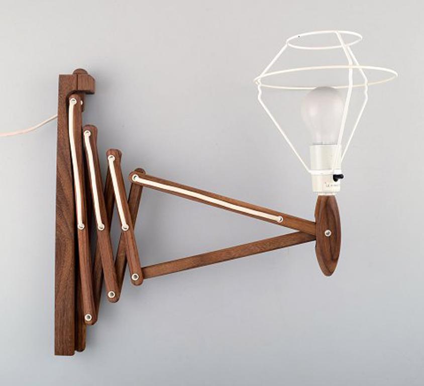 Scandinavian Modern Le Klint / Erik Hansen, Upturned Scissors Lamp in Teak, Danish Design, 1960s