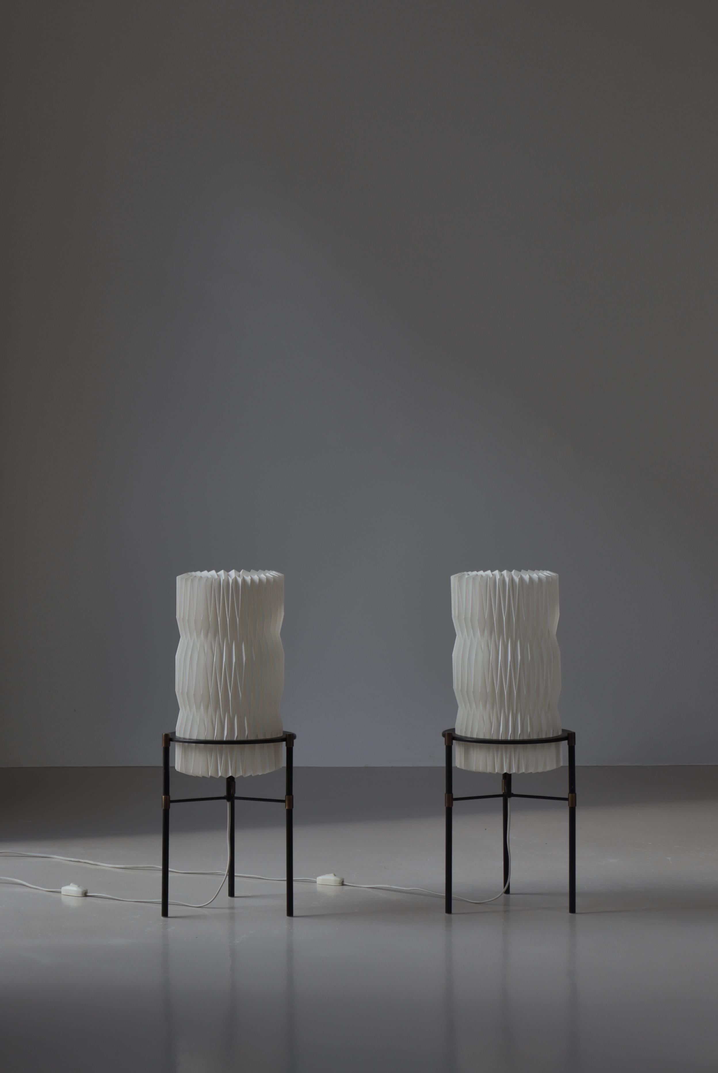 Scandinavian Modern Le Klint Floor Lamps in Brass & Iron Tove & Edvard Kindt-Larsen, 1960s, Denmark For Sale