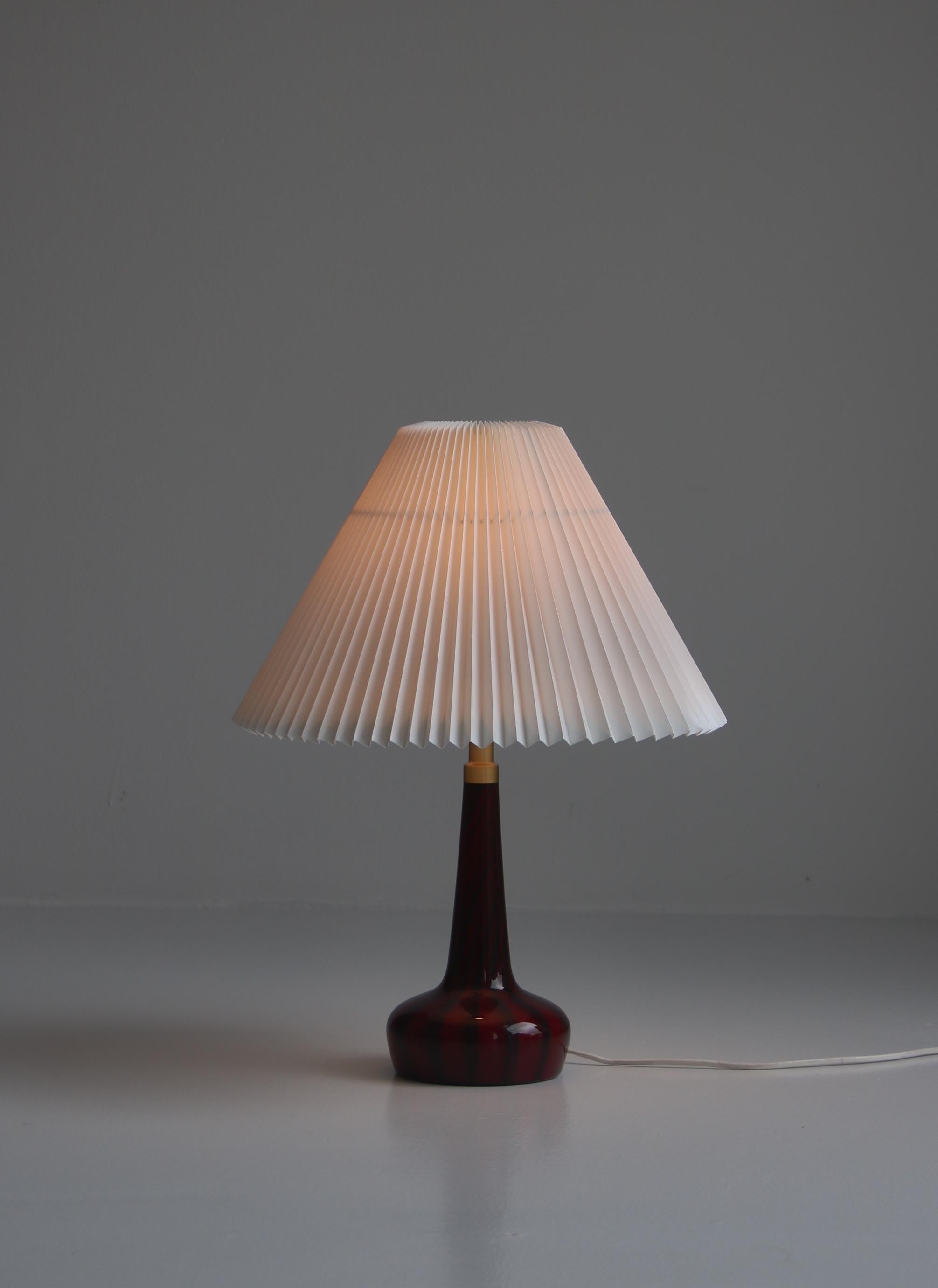 Scandinavian Modern Le Klint & Holmegaard Blown Glass Table Lamp Denmark by Esben Klint, 1970s For Sale