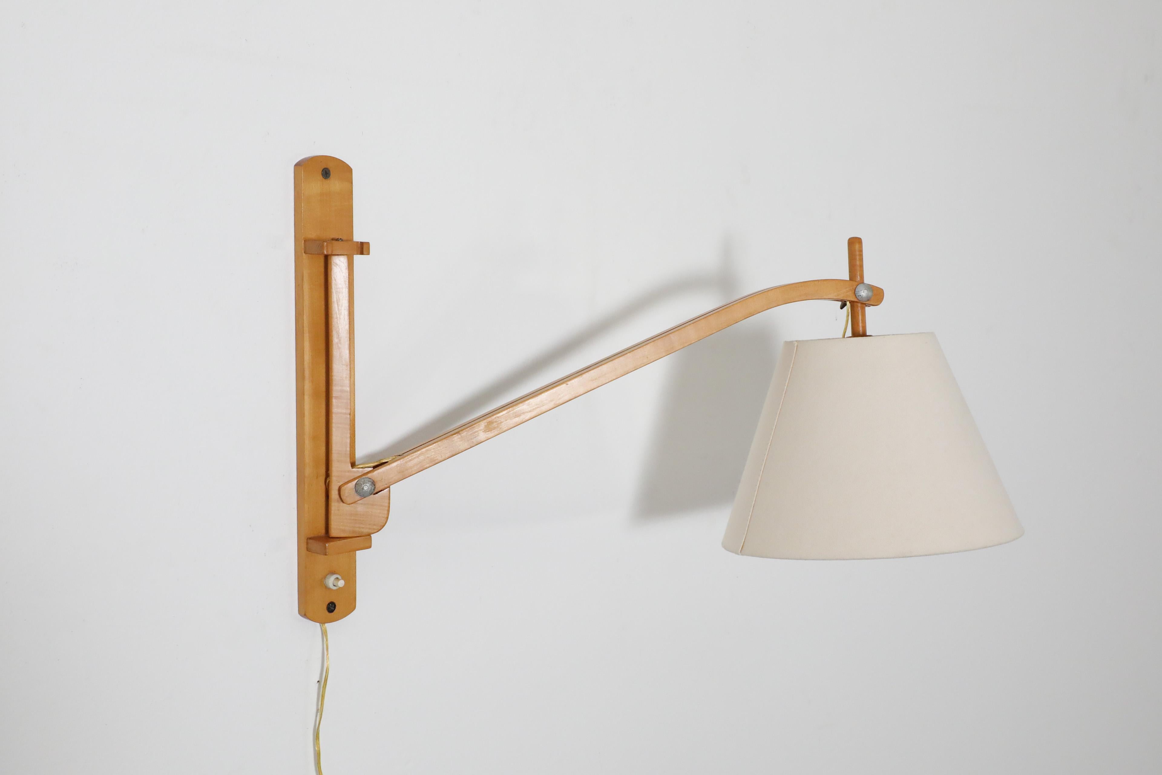 Le Klint style Mid-Century Wall Mount Lamp in Blonde Wood For Sale 8