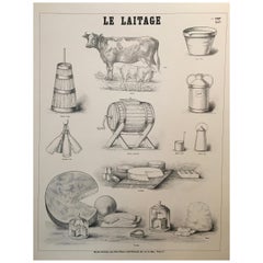 Le Laitage- Musee Scolaire Paris Original Vintage French Diary Farm Poster