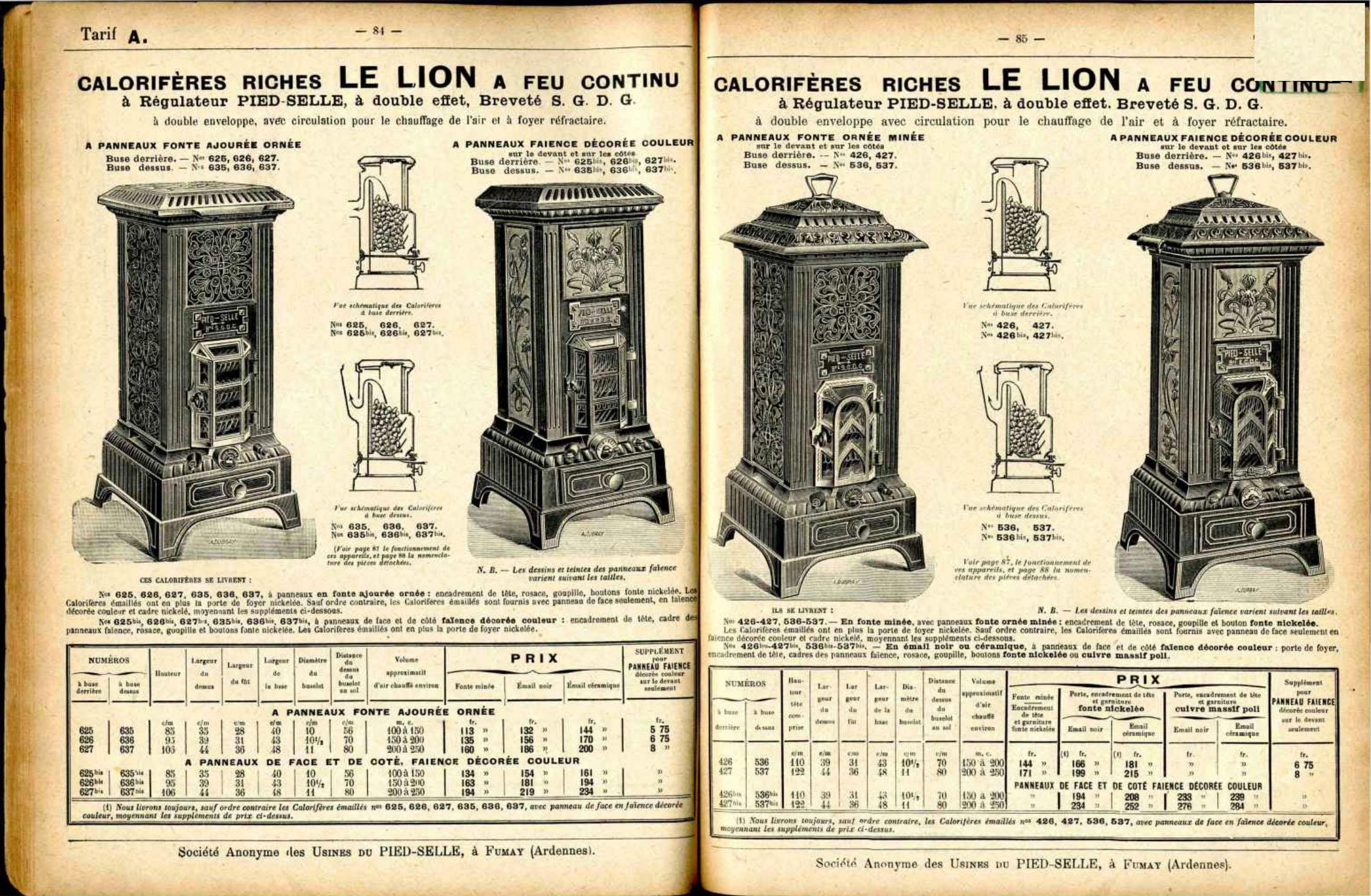 Mehrfarbiger Gusseisenofen „Le Lion“ von Pied Selle – Jugendstil-Blumenfliesen mit Blumenmuster  im Angebot 2