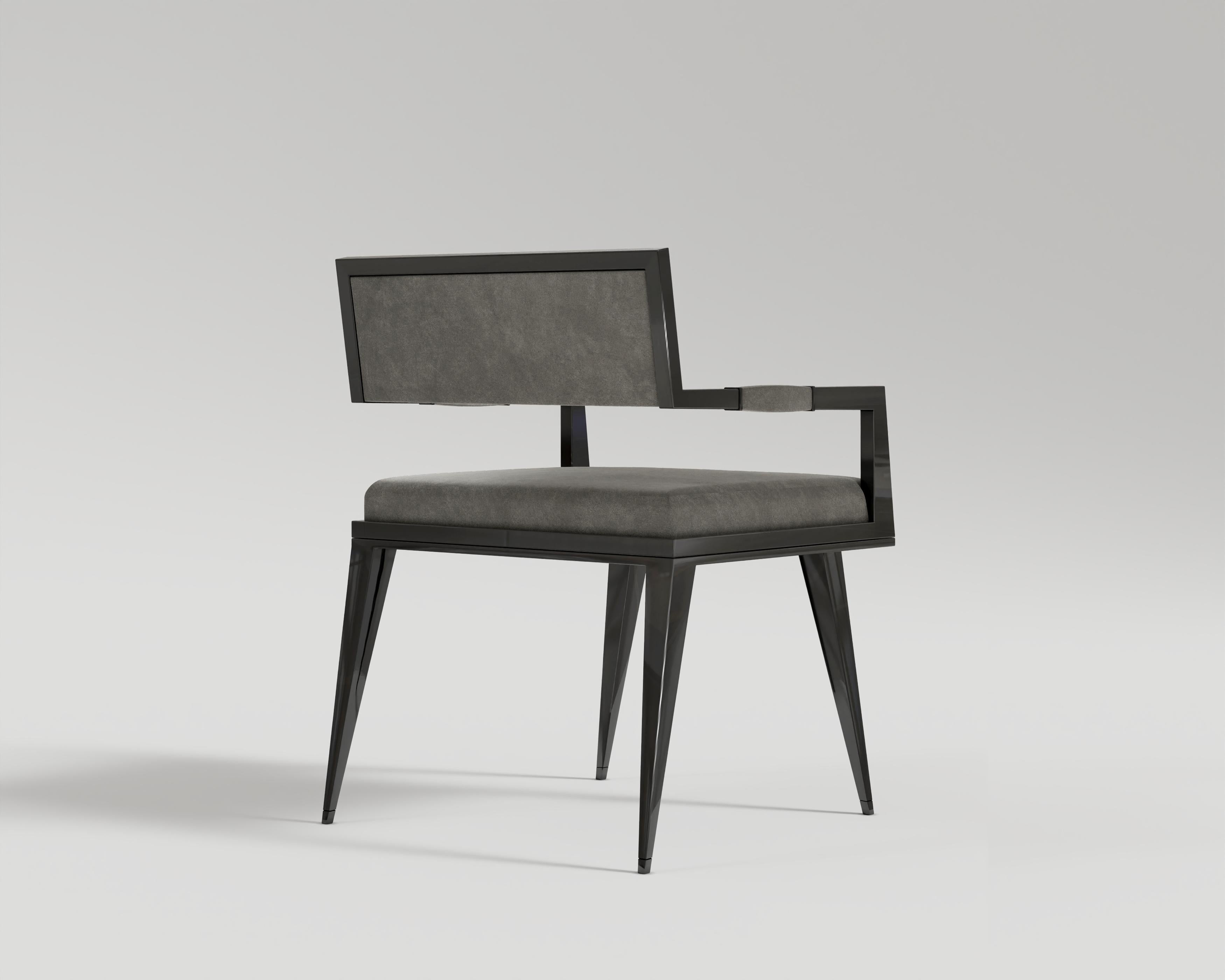 Polished Le Loup Dining Chair in Black Lacquer by Palena Furniture  For Sale