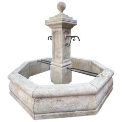 Le Louvre Carved Limestone Center Fountain from the South of France