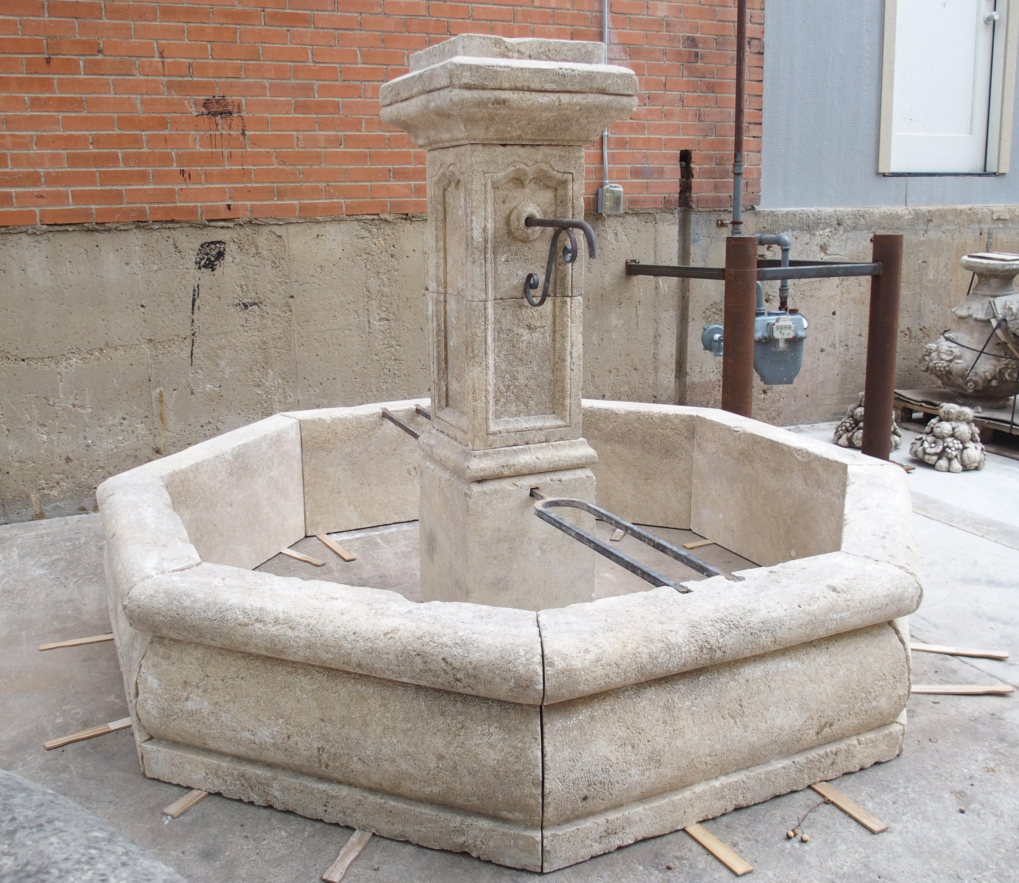 Le Louvre Large Octagonal Limestone Center Fountain from Provence, France 11