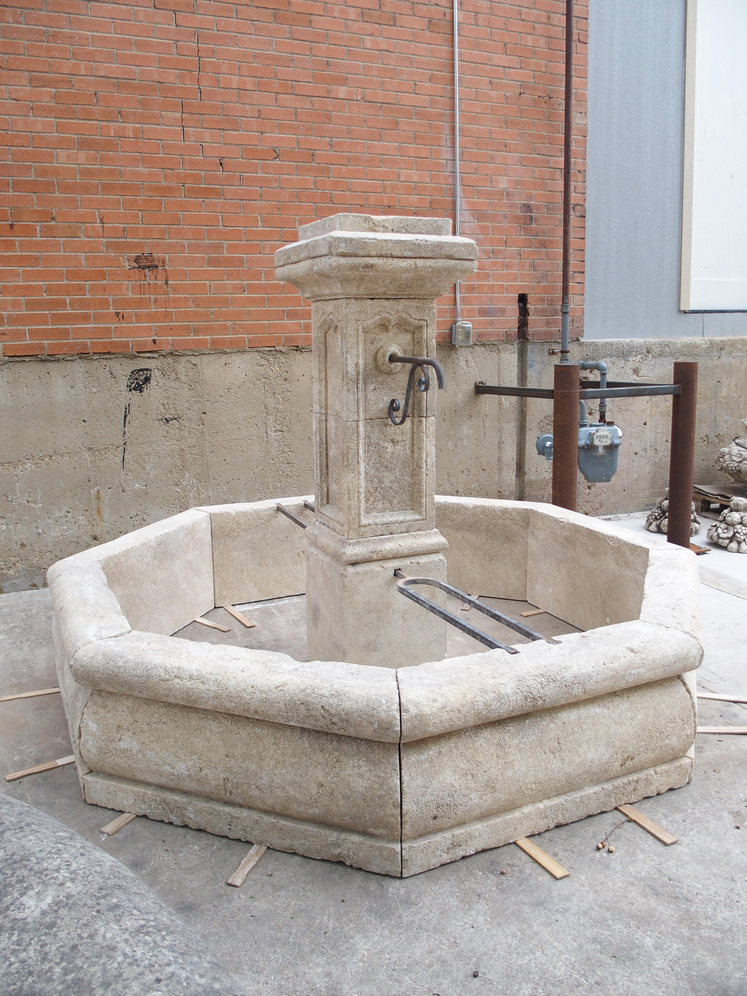 Le Louvre Large Octagonal Limestone Center Fountain from Provence, France 12