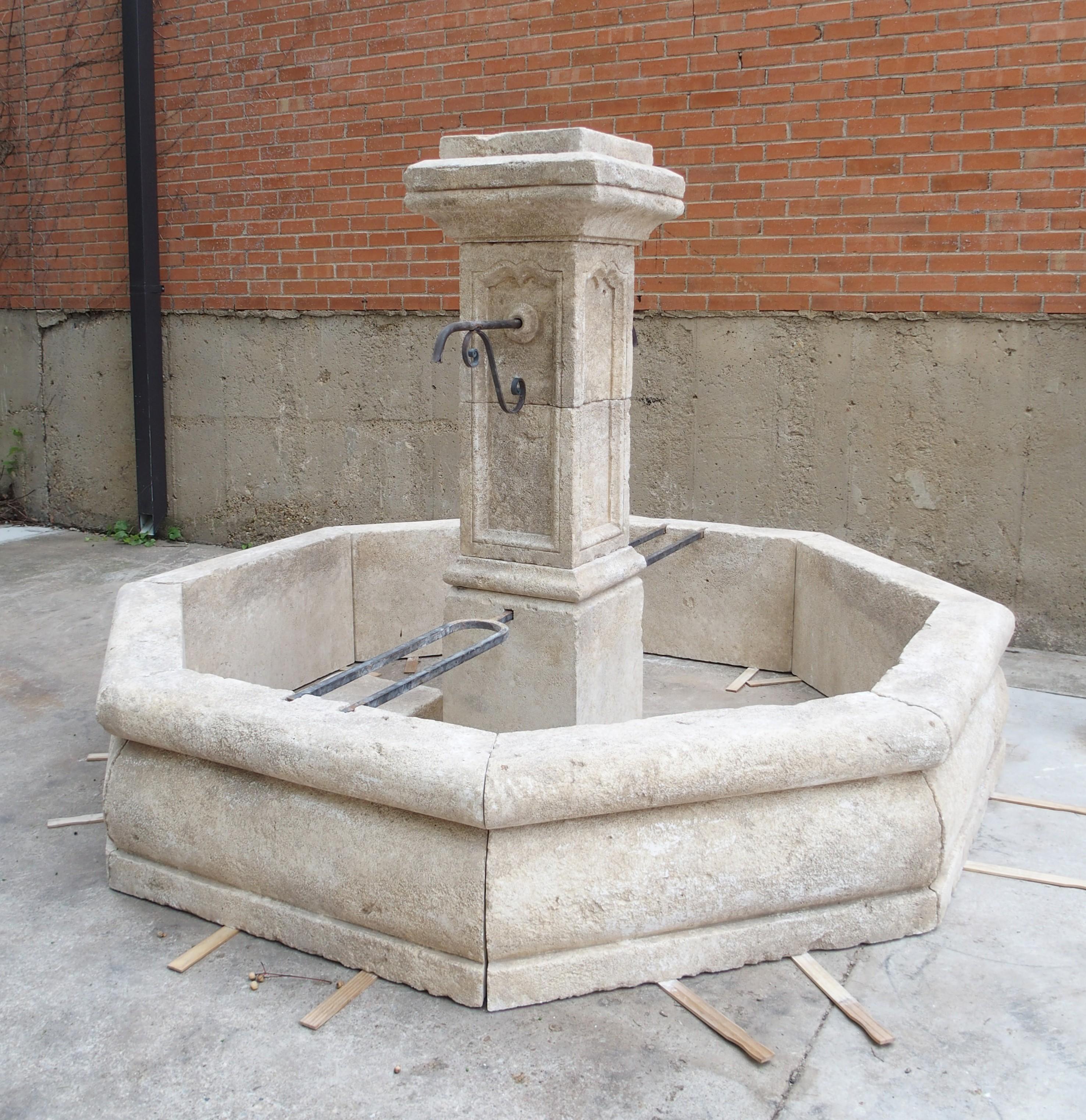 Le Louvre Large Octagonal Limestone Center Fountain from Provence, France 13