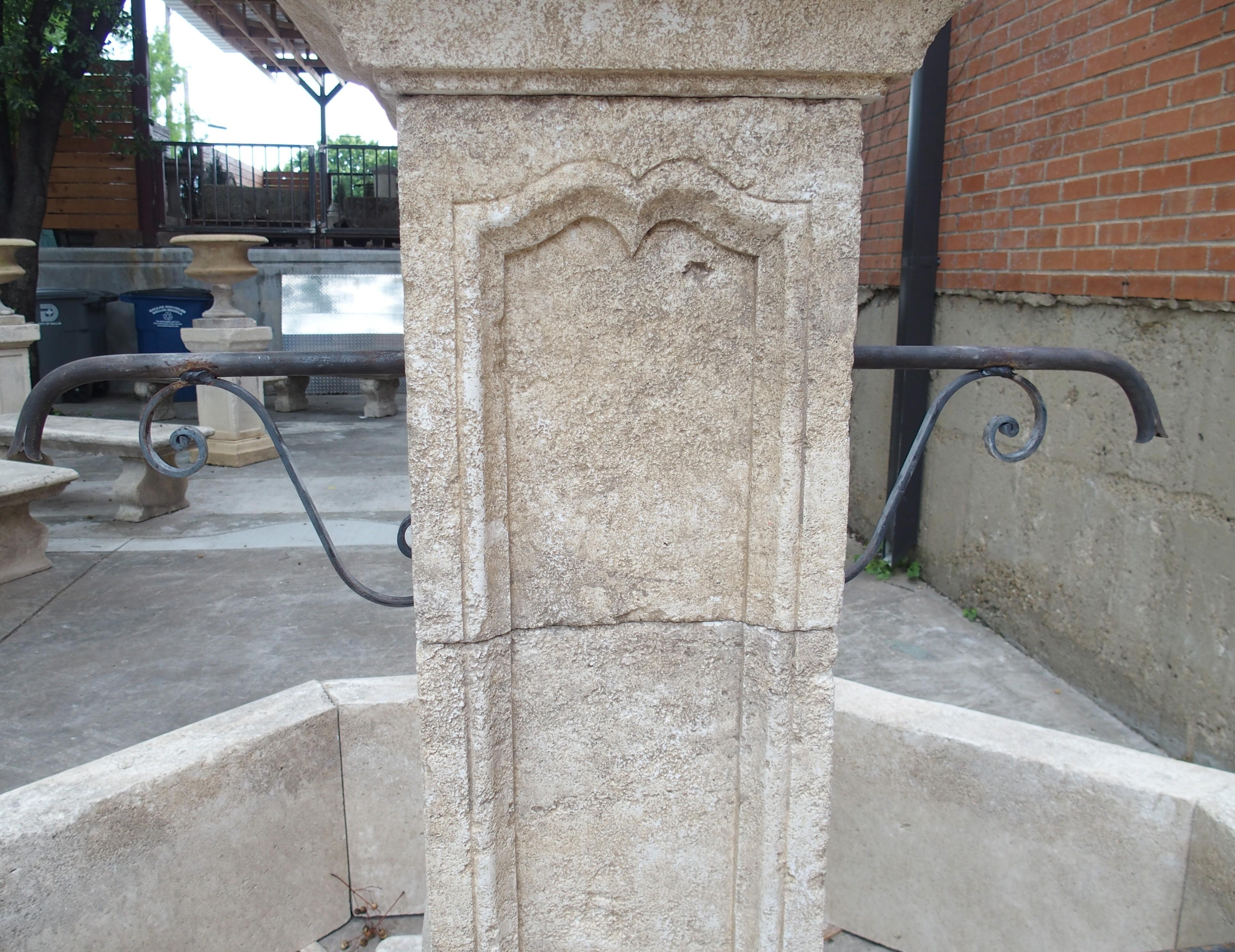 Metal Le Louvre Large Octagonal Limestone Center Fountain from Provence, France