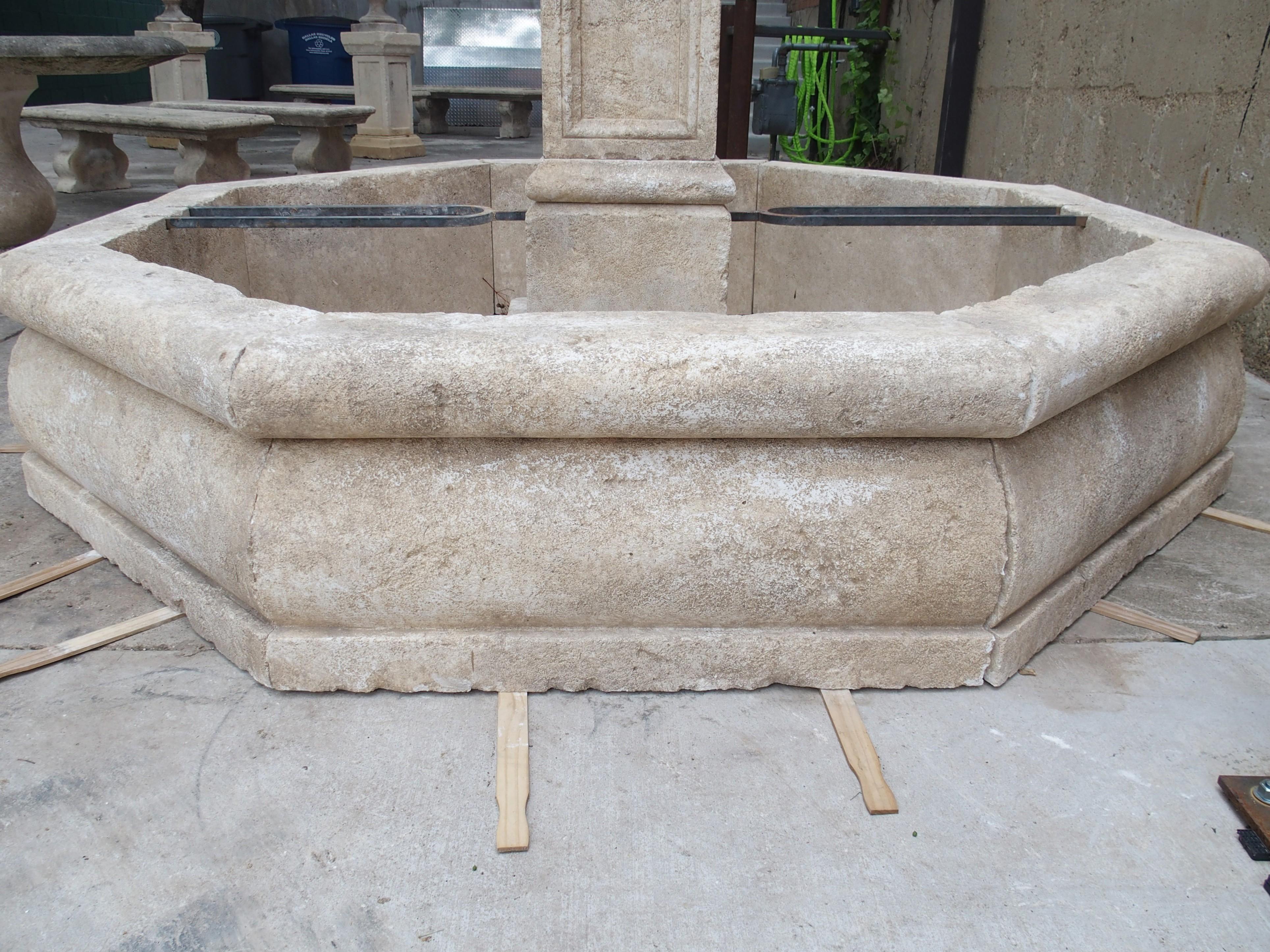 Le Louvre Large Octagonal Limestone Center Fountain from Provence, France 2
