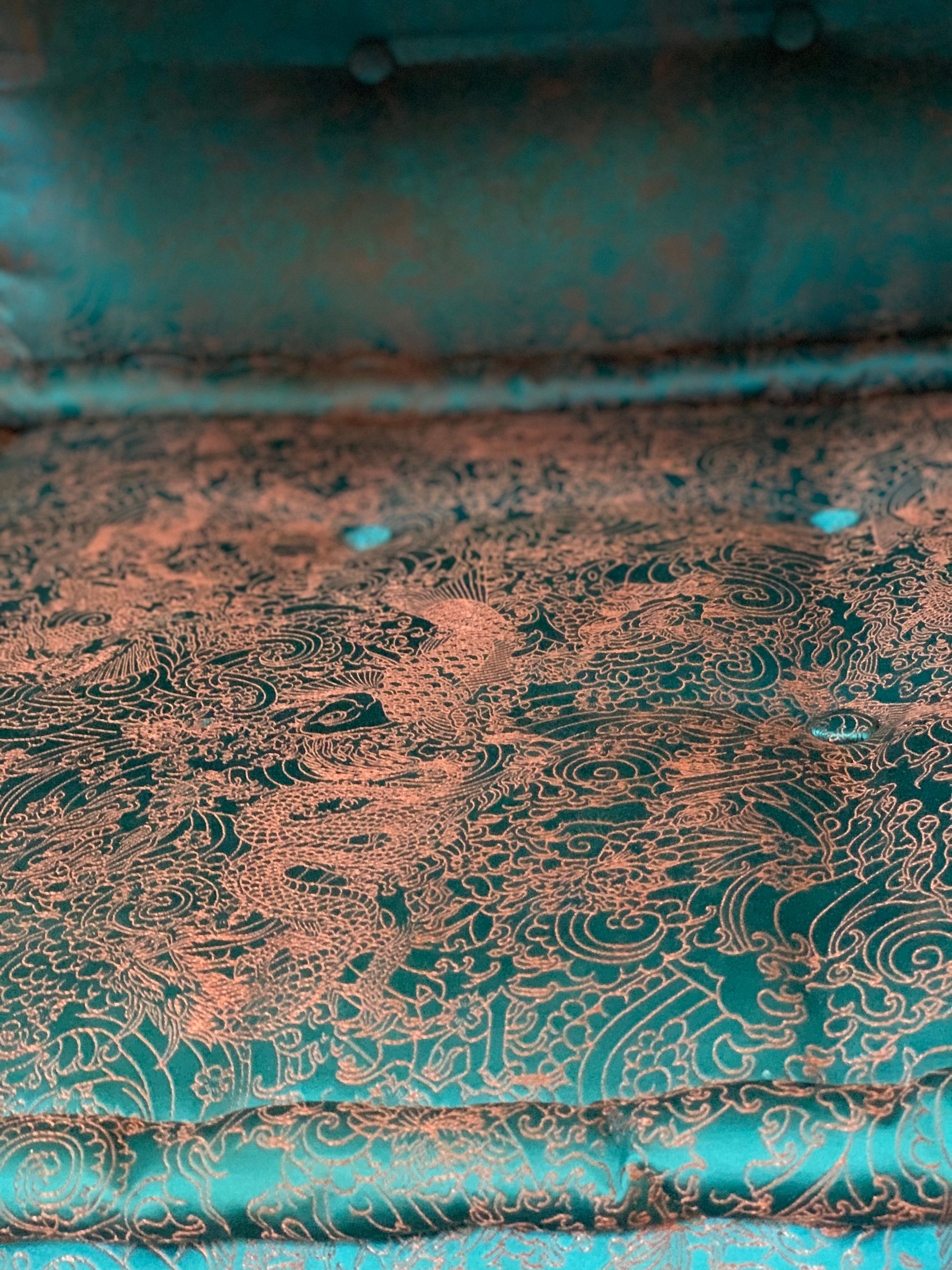 Contemporary Le Mah Jong Modular Sofa Corner Lounge Chair Roche Bobois Gaultier Teal Silk