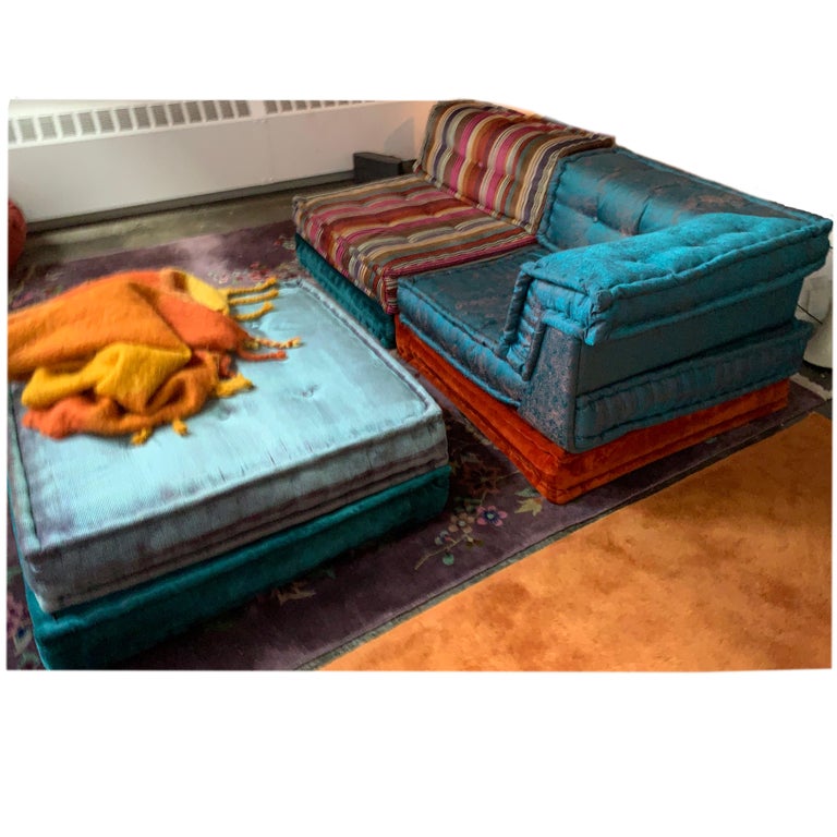 Le Mah Jong Modular Sofa Hans Hopfer Roche Bobois Jean Paul Gaultier Silk Velvet At 1stdibs