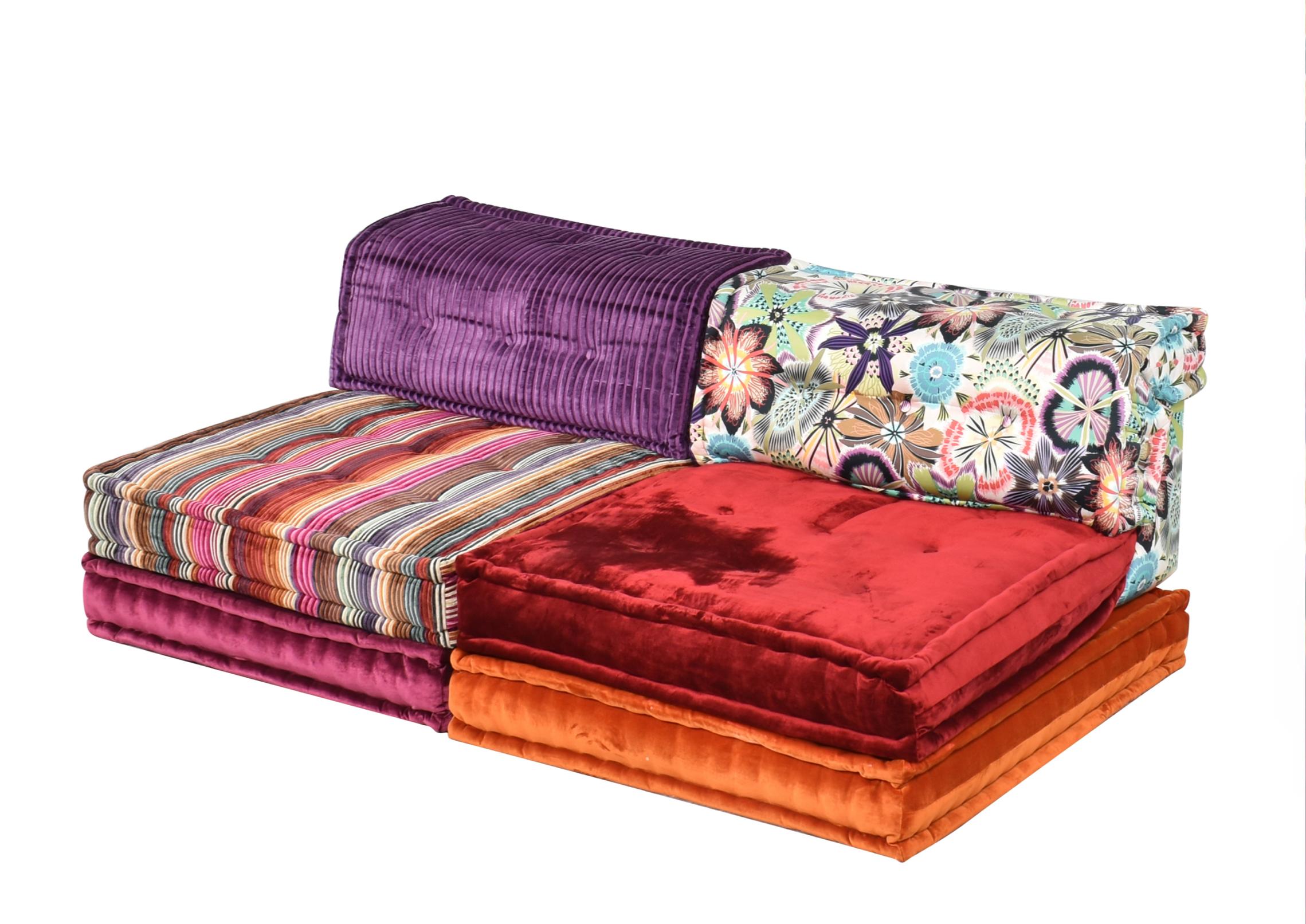 Italian Le Mah Jong Modular Sofa Hans Hopfer Roche Bobois Missoni Silk Velvet, Corduroy For Sale